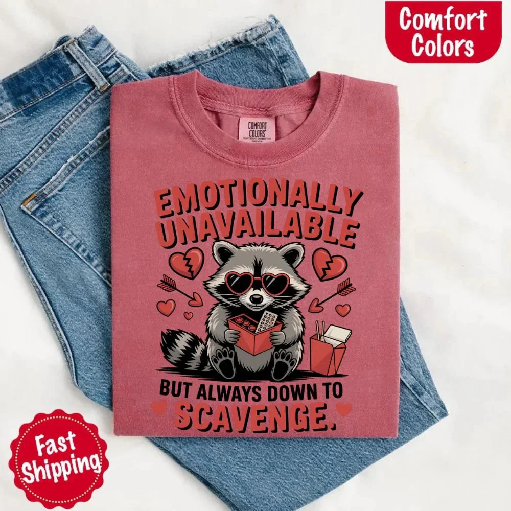 Comfort Colors Emotionally Unavailable Raccoon T-Shirts - Image 25