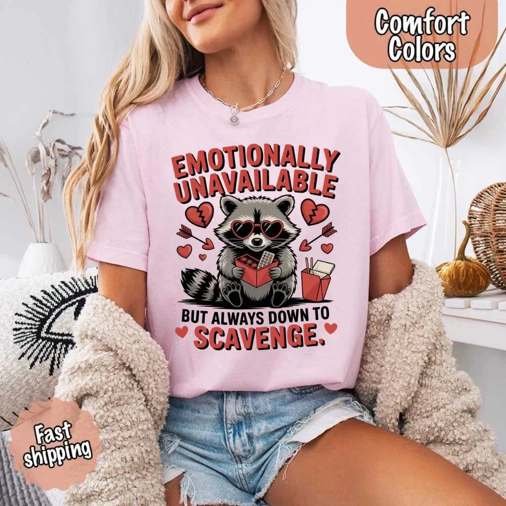 Comfort Colors Emotionally Unavailable Raccoon T-Shirts - Image 6