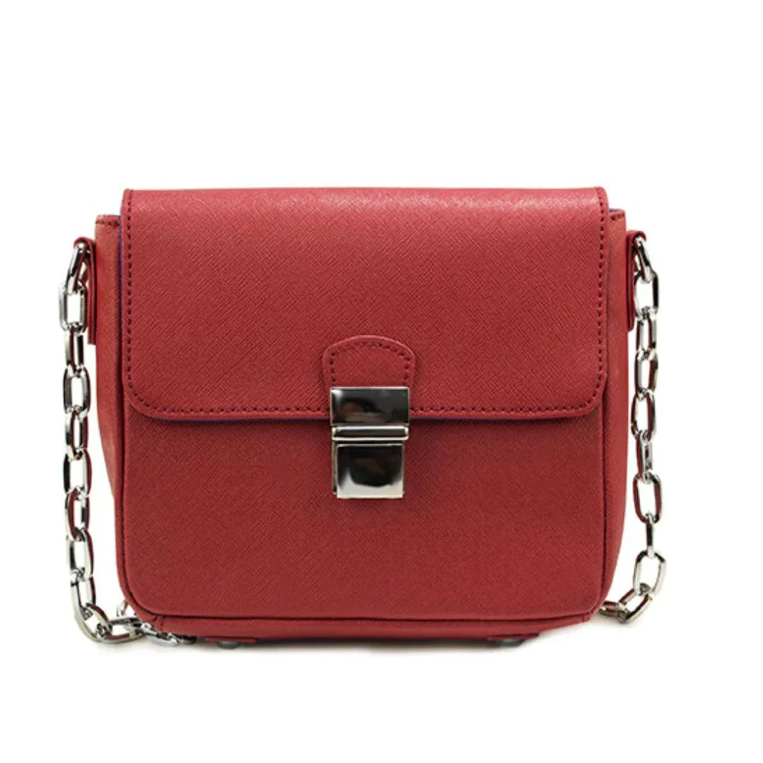 Compact Leather Crossbody Handbag - Cabernet - Image 8