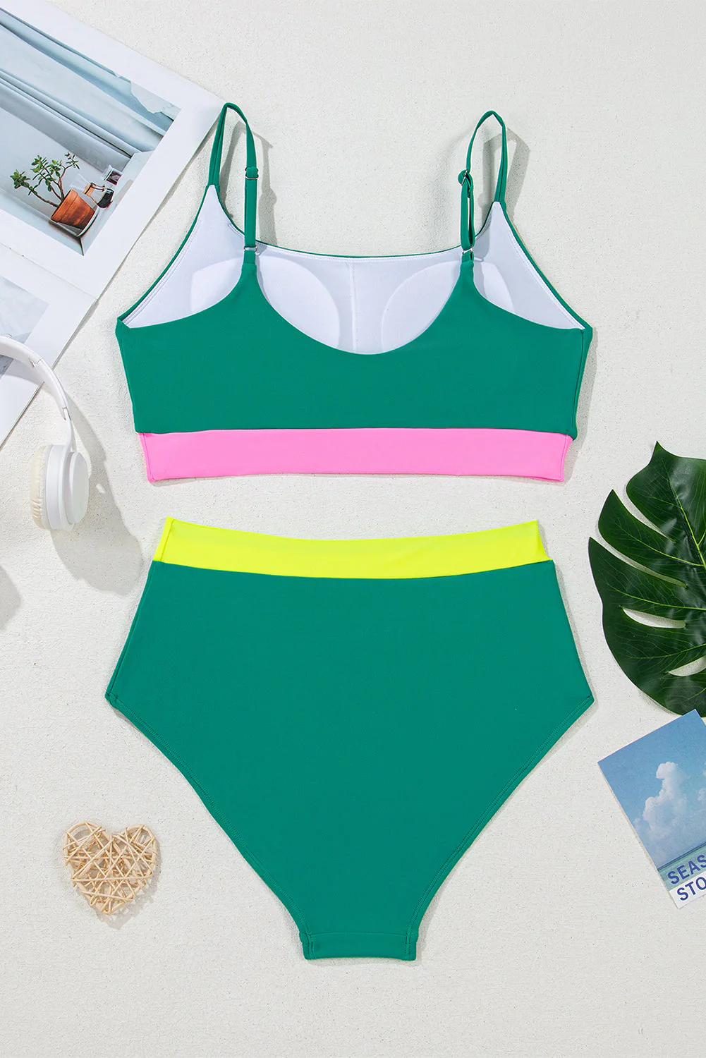 Cora Patchwork High Waisted Bikini by Threaded Pear - Image 2