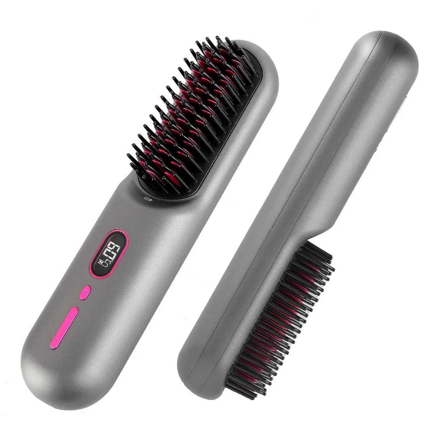 Cordless Negative Ion Hair Straightener Brush Rechargeable Mini Styling Comb with 12 Heating Levels Anti-scald 30S Preheating 30Mins Auto Sleep LCD Di - Image 3