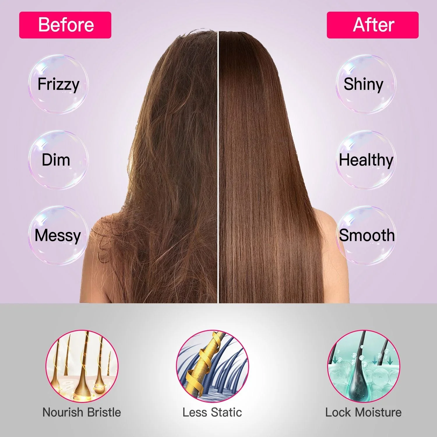 Cordless Negative Ion Hair Straightener Brush Rechargeable Mini Styling Comb with 12 Heating Levels Anti-scald 30S Preheating 30Mins Auto Sleep LCD Display - Image 12