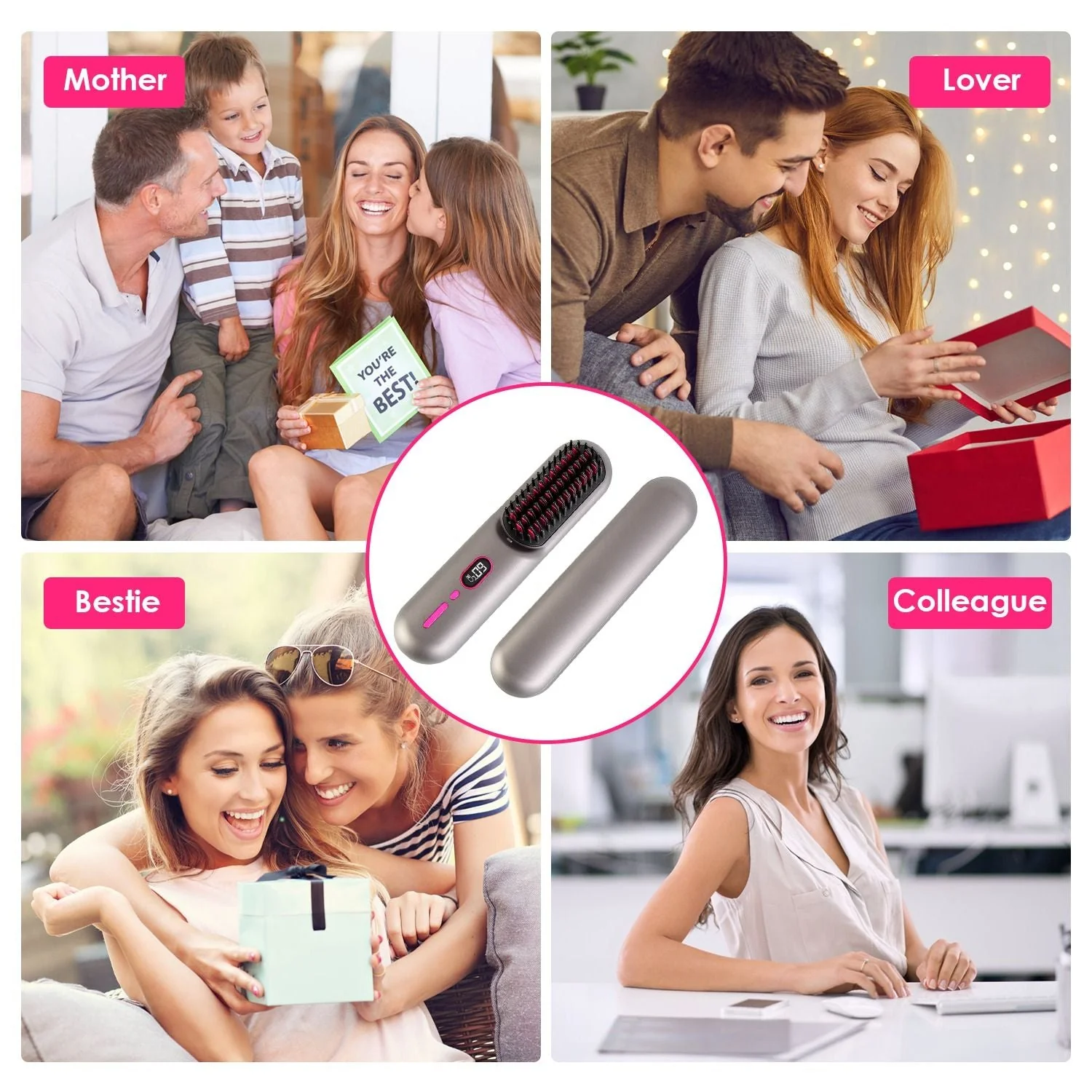 Cordless Negative Ion Hair Straightener Brush Rechargeable Mini Styling Comb with 12 Heating Levels Anti-scald 30S Preheating 30Mins Auto Sleep LCD Display - Image 15