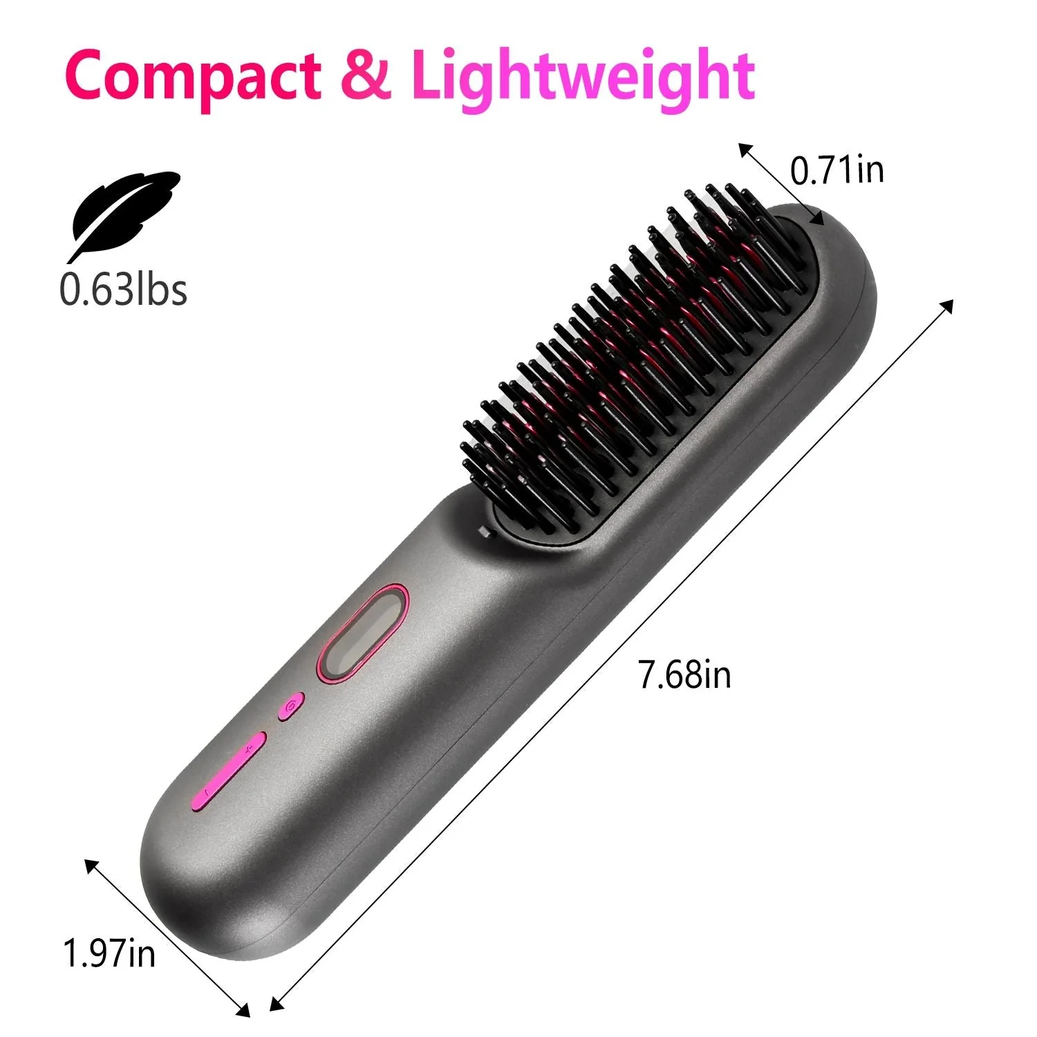 Cordless Negative Ion Hair Straightener Brush Rechargeable Mini Styling Comb with 12 Heating Levels Anti-scald 30S Preheating 30Mins Auto Sleep LCD Display - Image 17