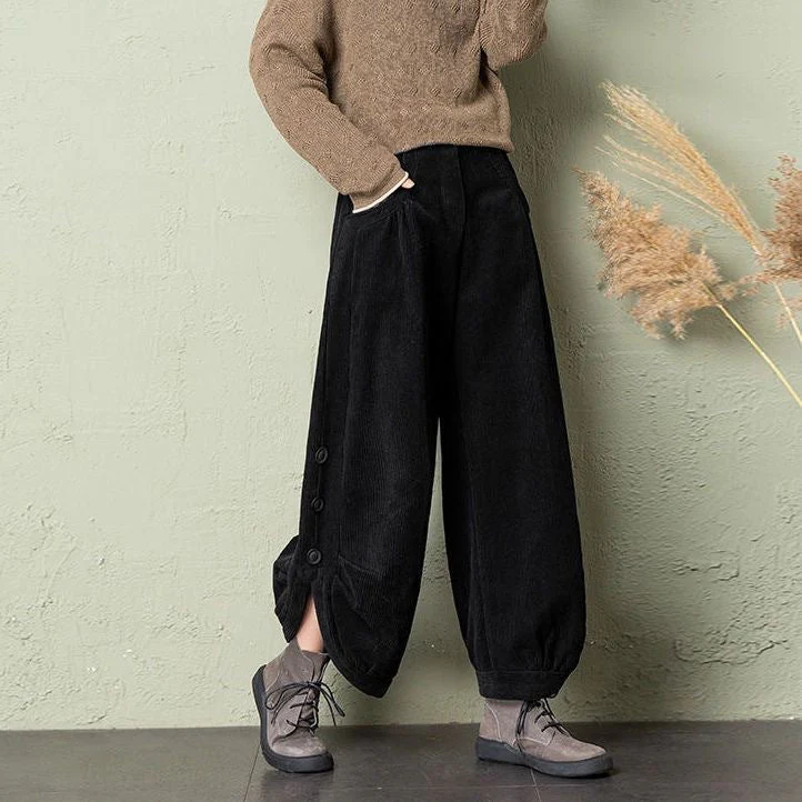 Corduroy Wide-Leg Pants with Lace-Up Detail | Street Style - Image 6