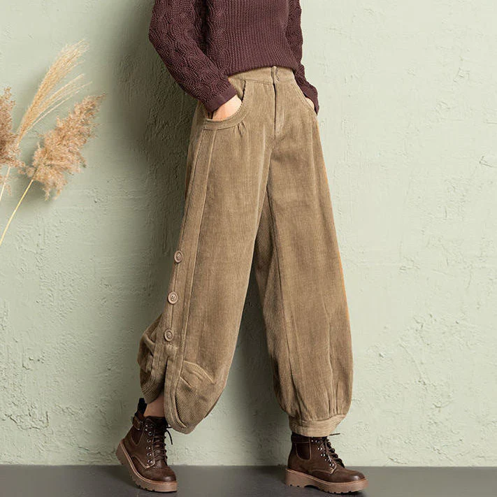 Corduroy Wide-Leg Pants with Lace-Up Detail | Street Style - Image 8