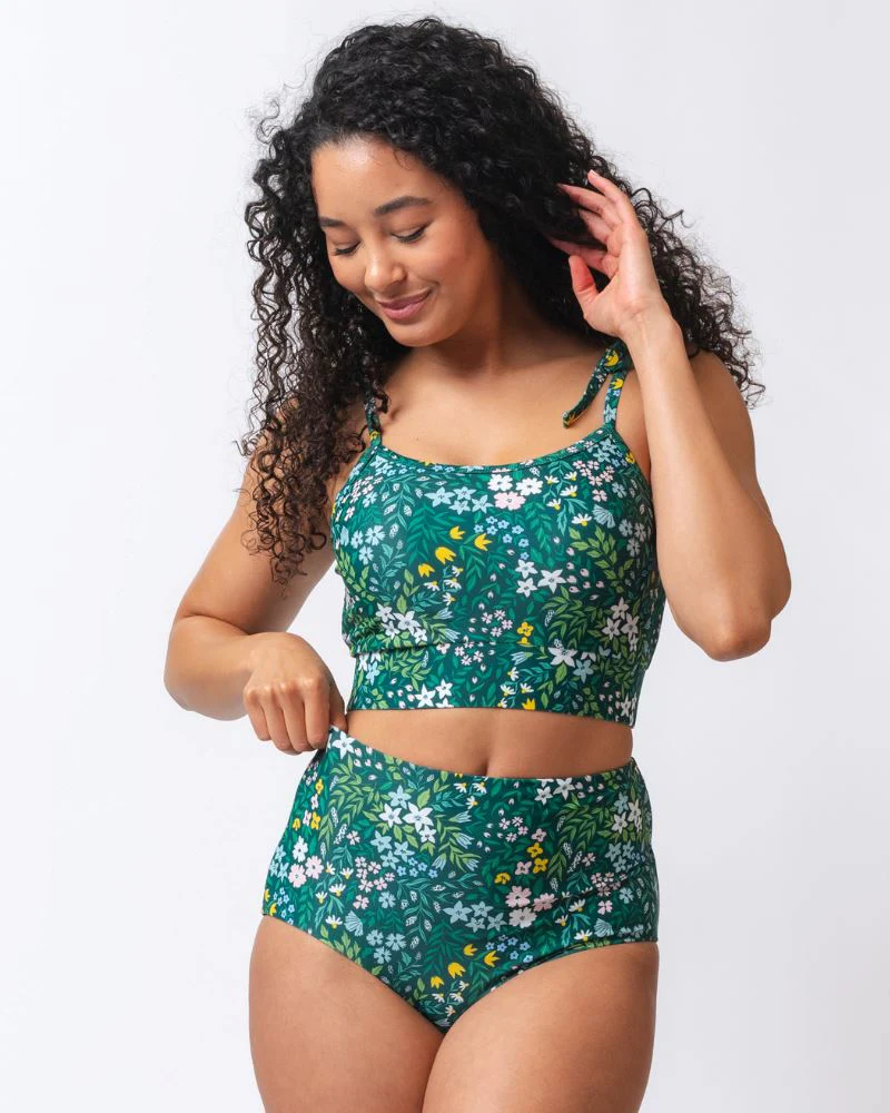 Cottage Floral Shoulder-Tie Crop Top - Image 5
