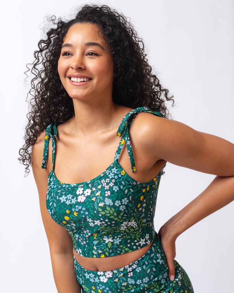 Cottage Floral Shoulder-Tie Crop Top - Image 7