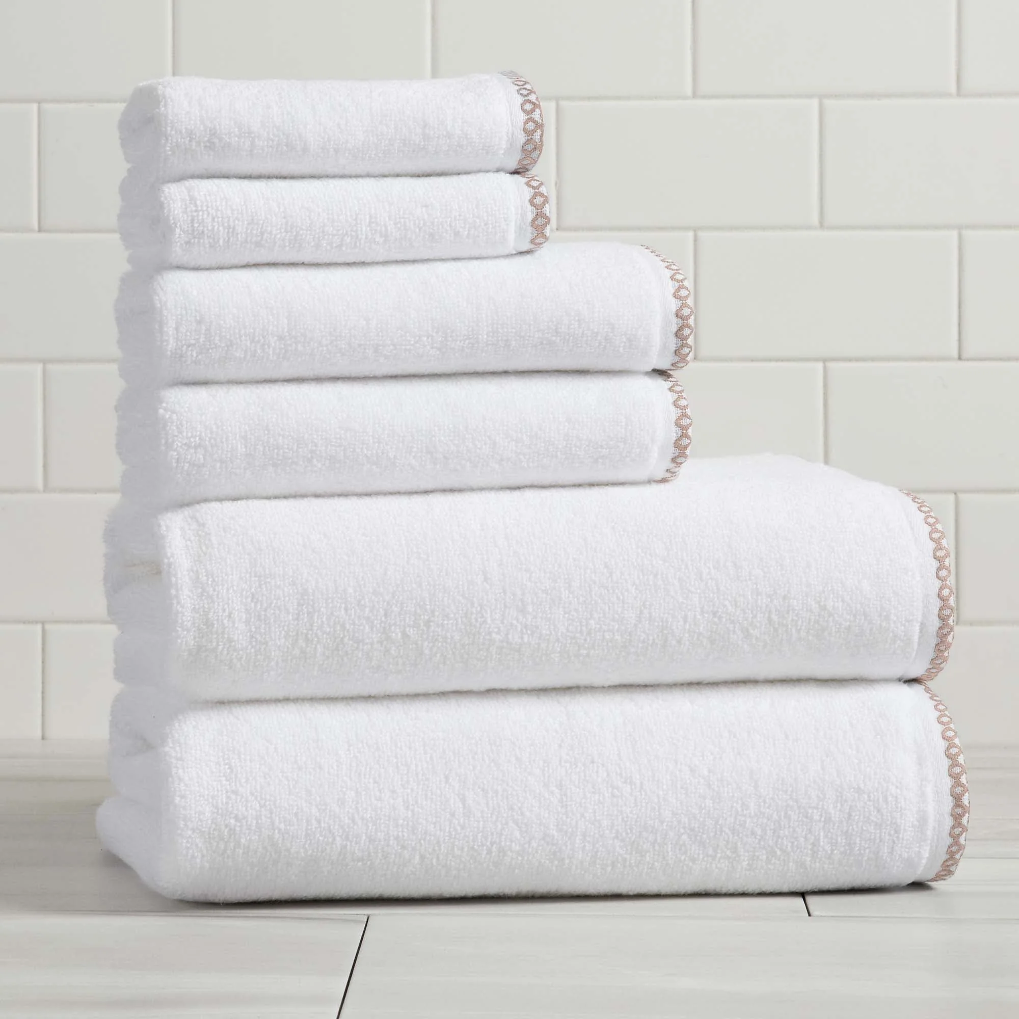 Cotton Border-Stitched 6-Piece Towel Set - Valery Collection - Image 25