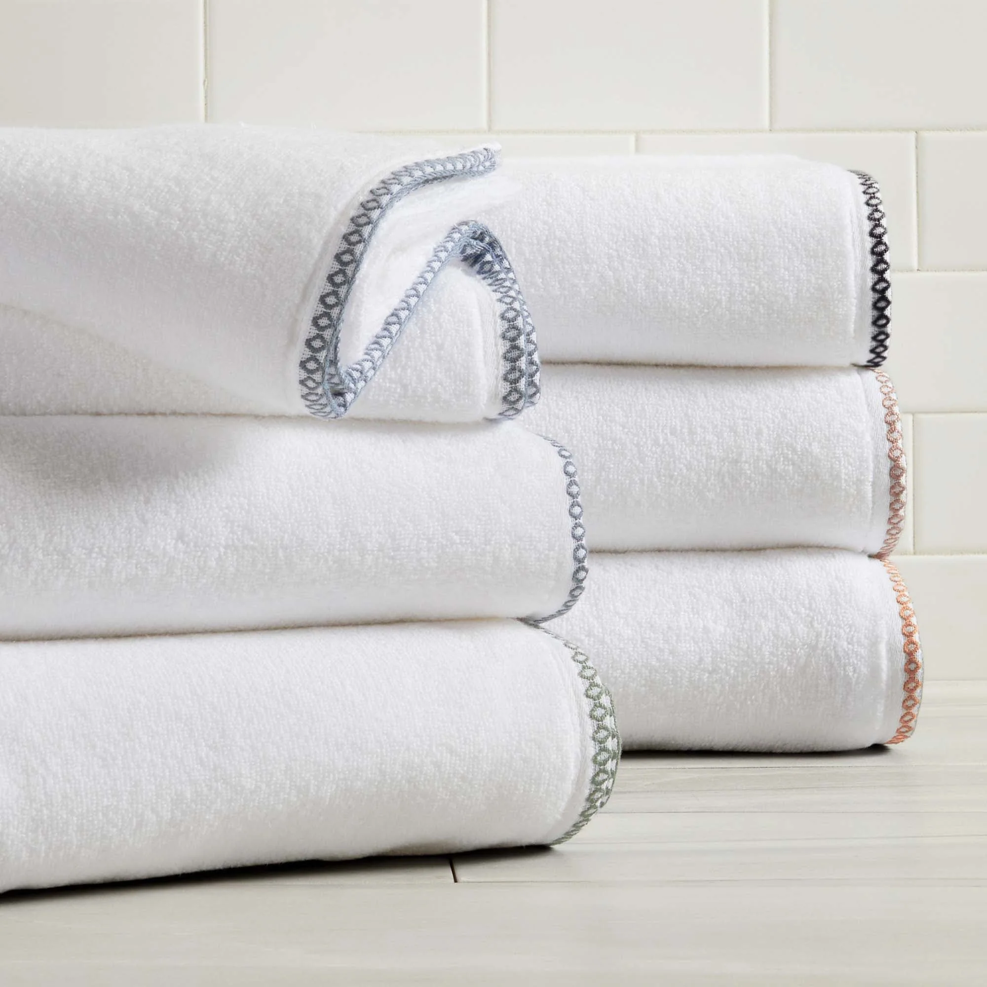 Cotton Border-Stitched 6-Piece Towel Set - Valery Collection - Image 63