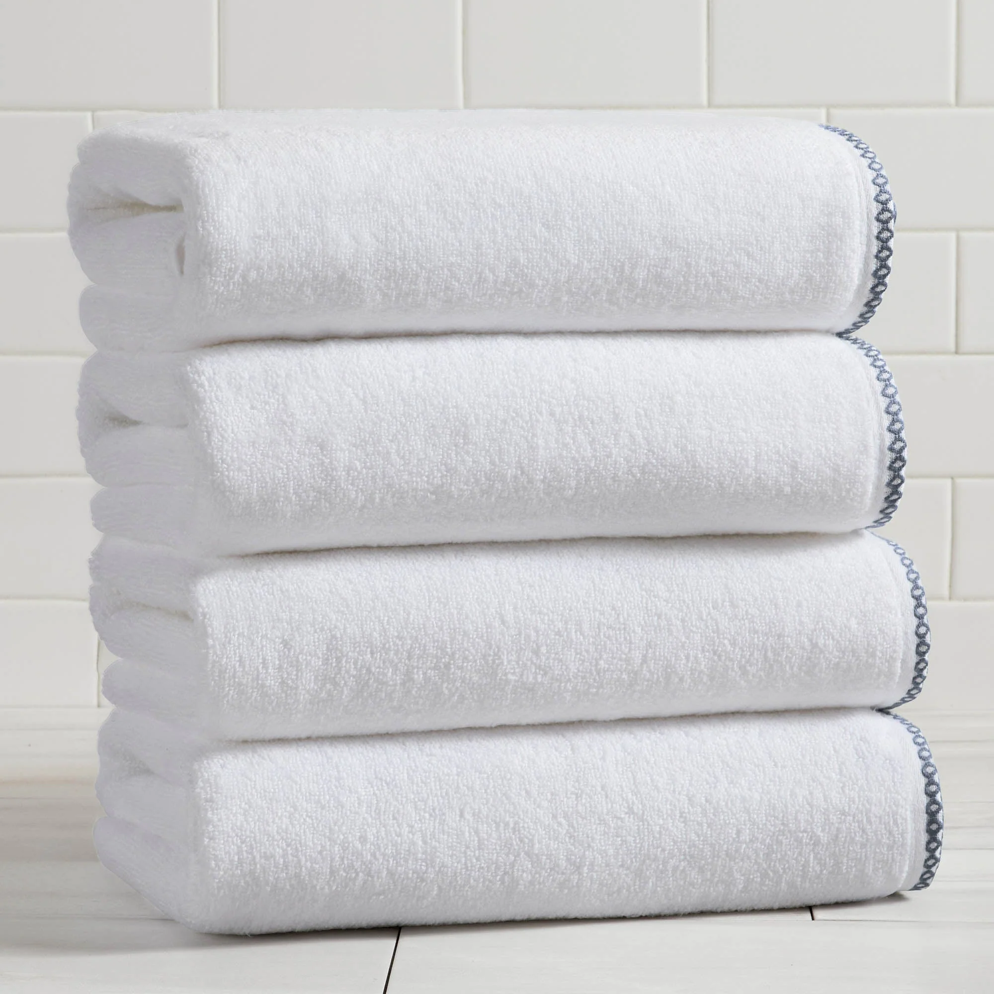 Cotton Border-Stitched 6-Piece Towel Set - Valery Collection - Image 79