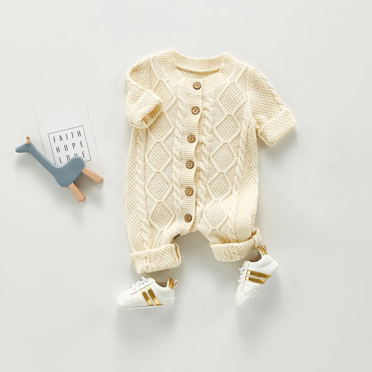 Cotton Knitted Long Sleeve Baby Romper for Boys and Girls - Image 8