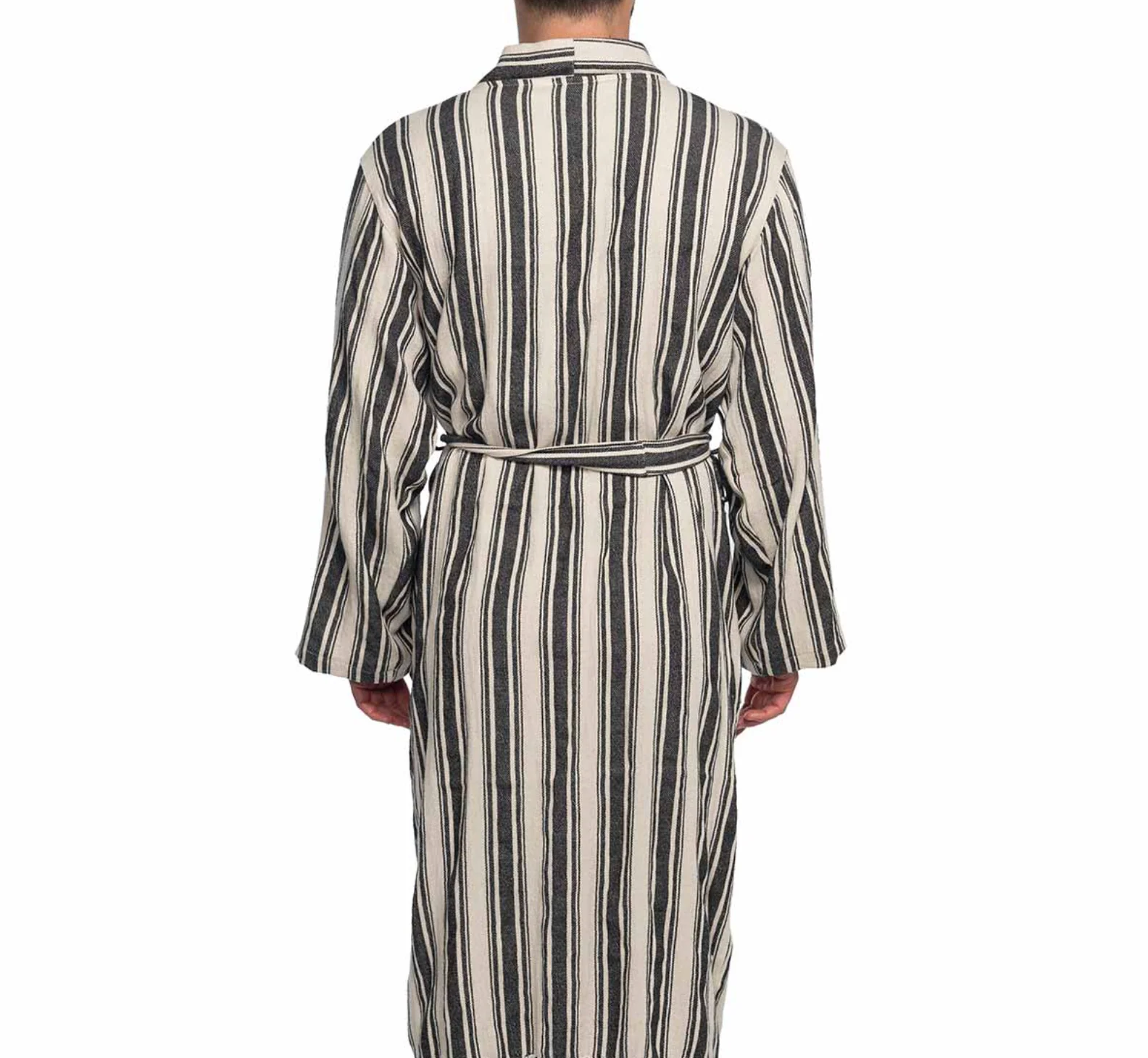 Cotton Linen Blend Kimono Bathrobe – Lightweight Unisex Robe - Image 9