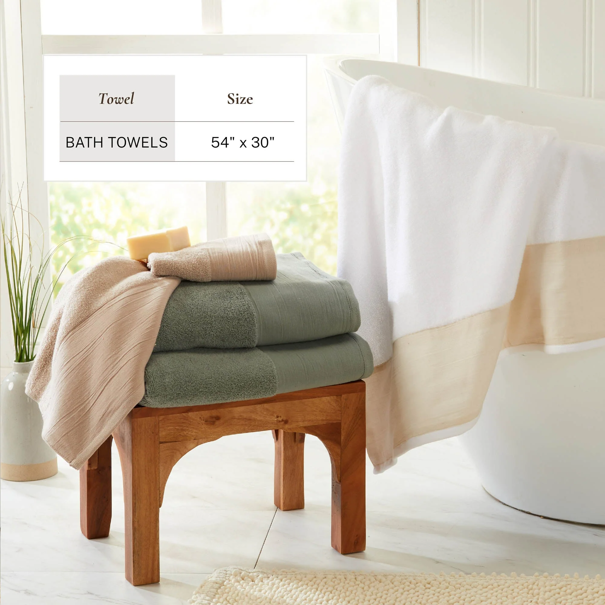 Cotton Linen-Like Border 6-Piece Towel Set - Priya Collection - Image 18