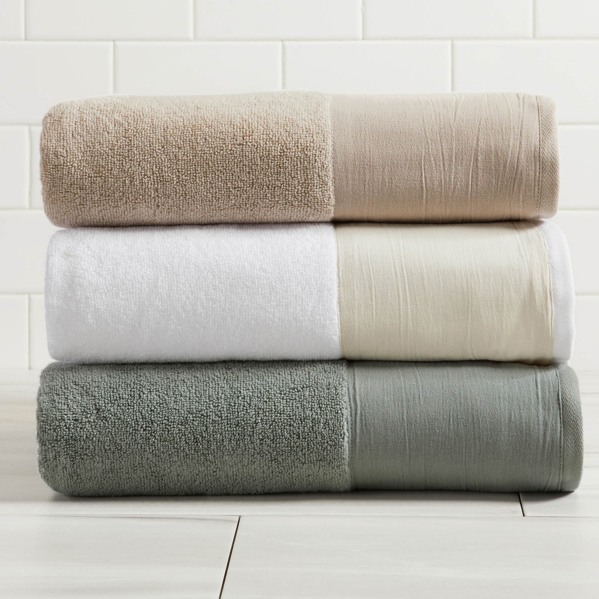 Cotton Linen-Like Border 6-Piece Towel Set - Priya Collection - Image 45