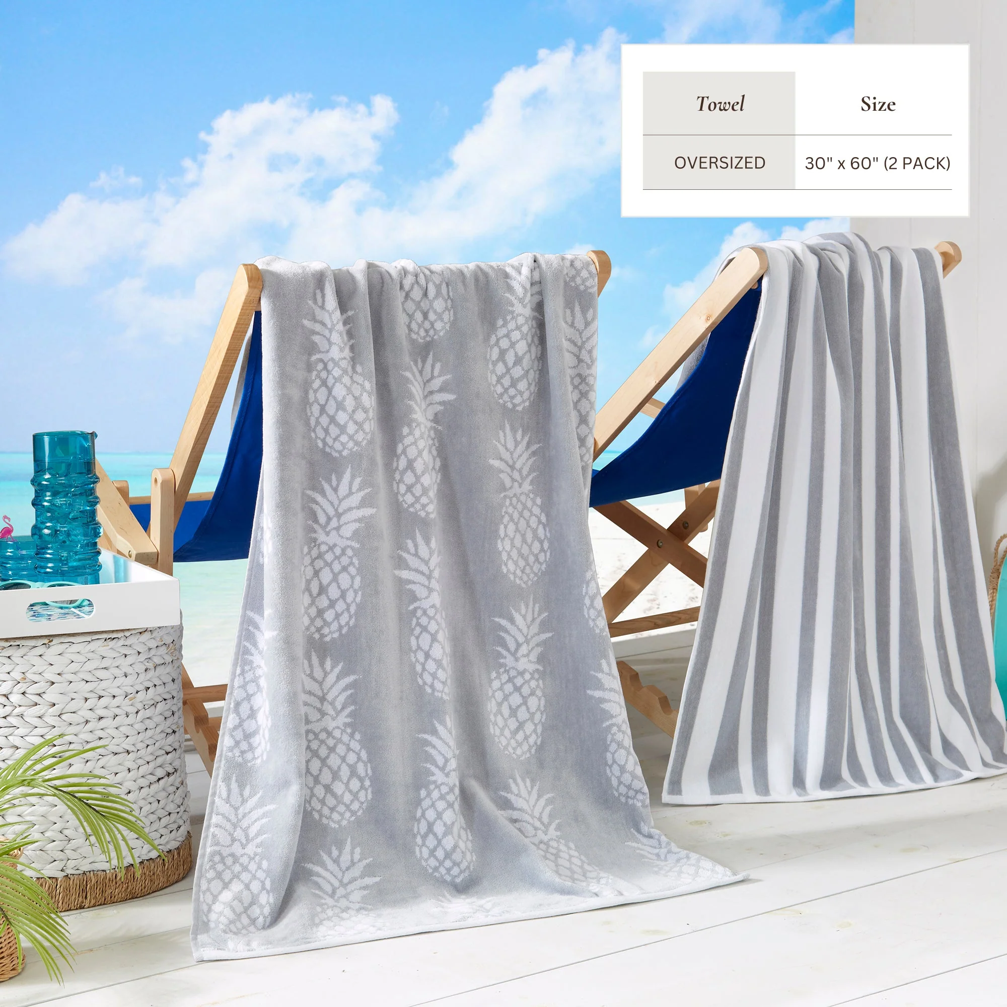 Cotton Velour Beach Towel - Maui Collection - Image 35