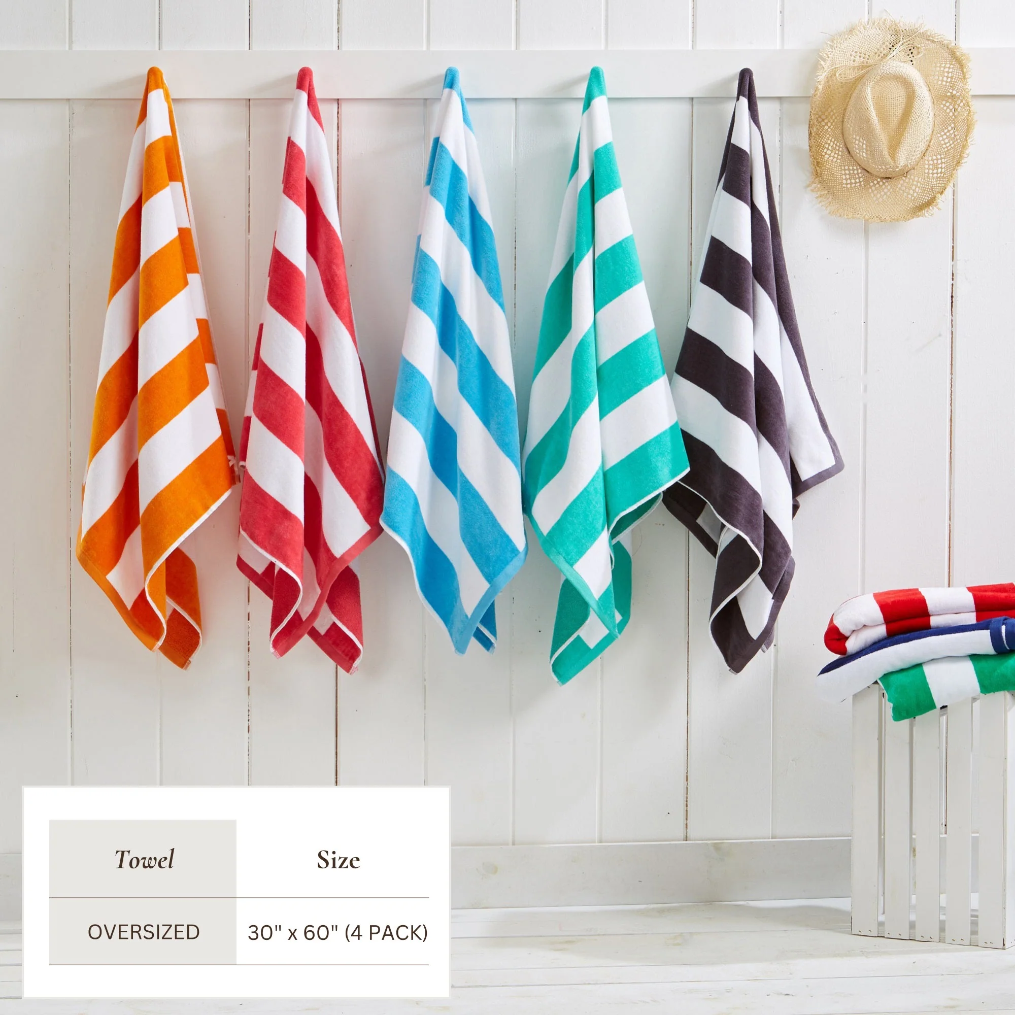 Cotton Velour Cabana Stripe Beach Towel - Novia Collection - Image 124