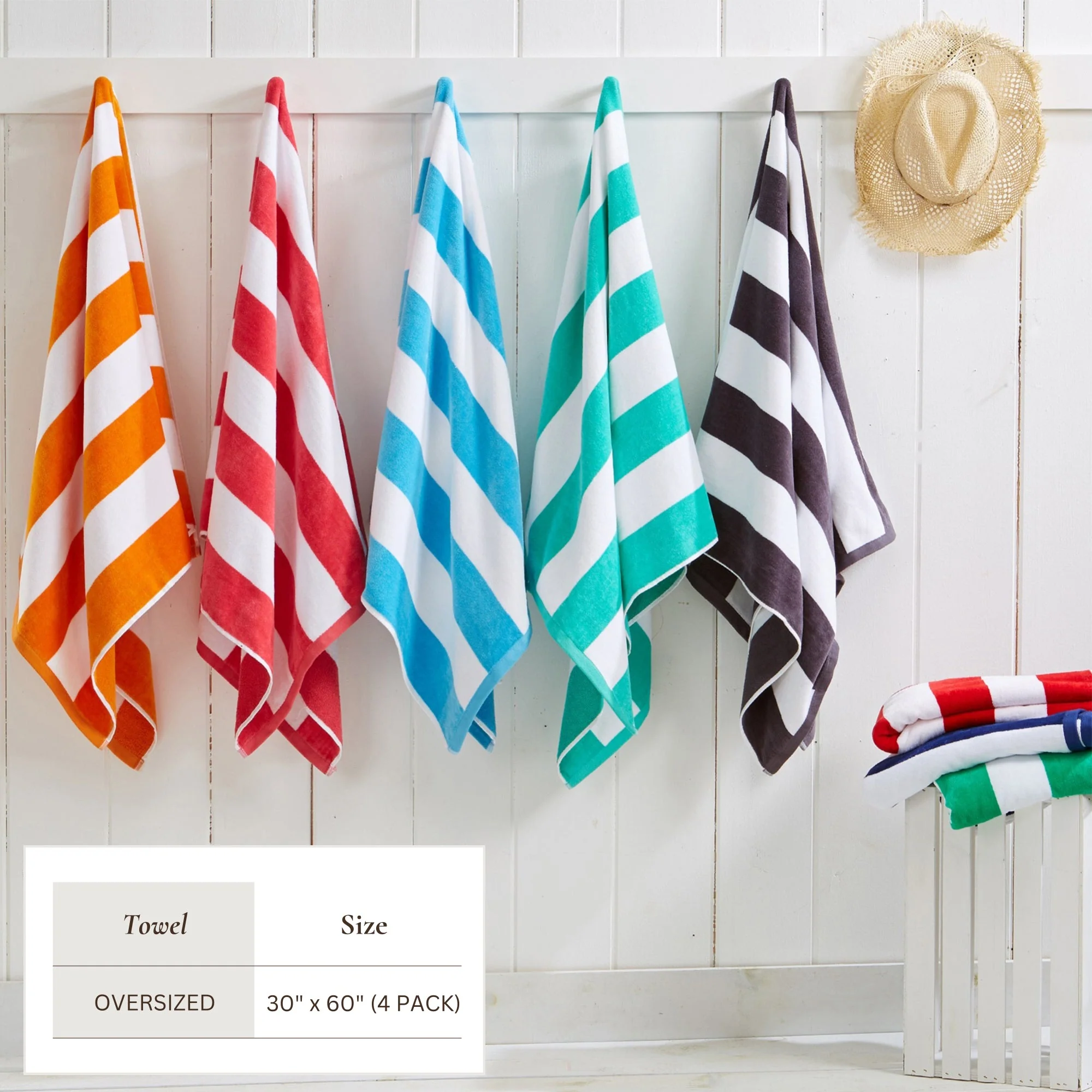 Cotton Velour Cabana Stripe Beach Towel - Novia Collection - Image 41