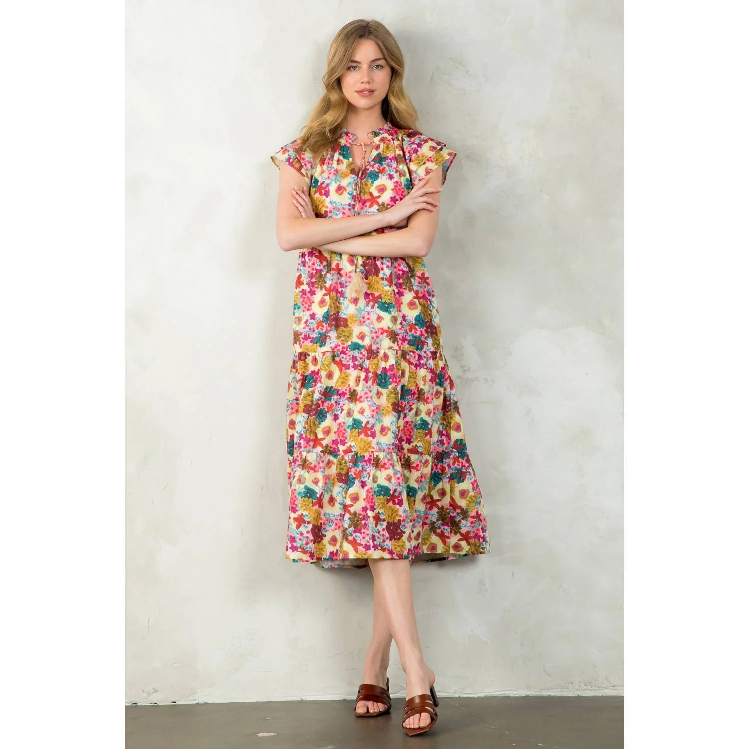COURTNEY- Tassel Tie Tiered Floral Dress - Image 4