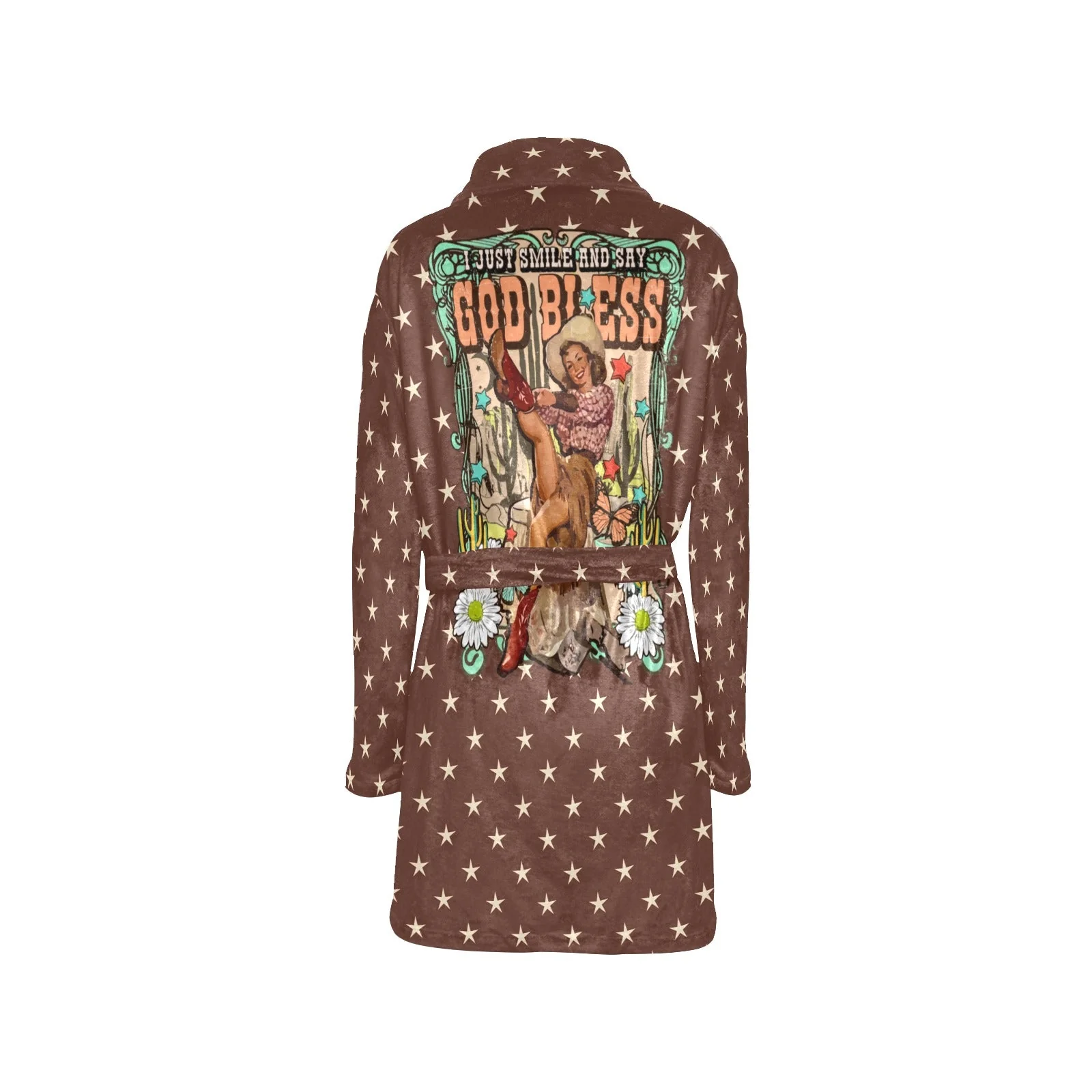Cowgirl Says God Bless Women's Western Bath Robe - Image 6
