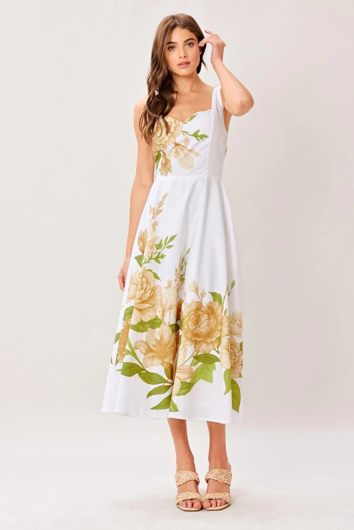Cream Botanica Woven Midi Dress - Image 3