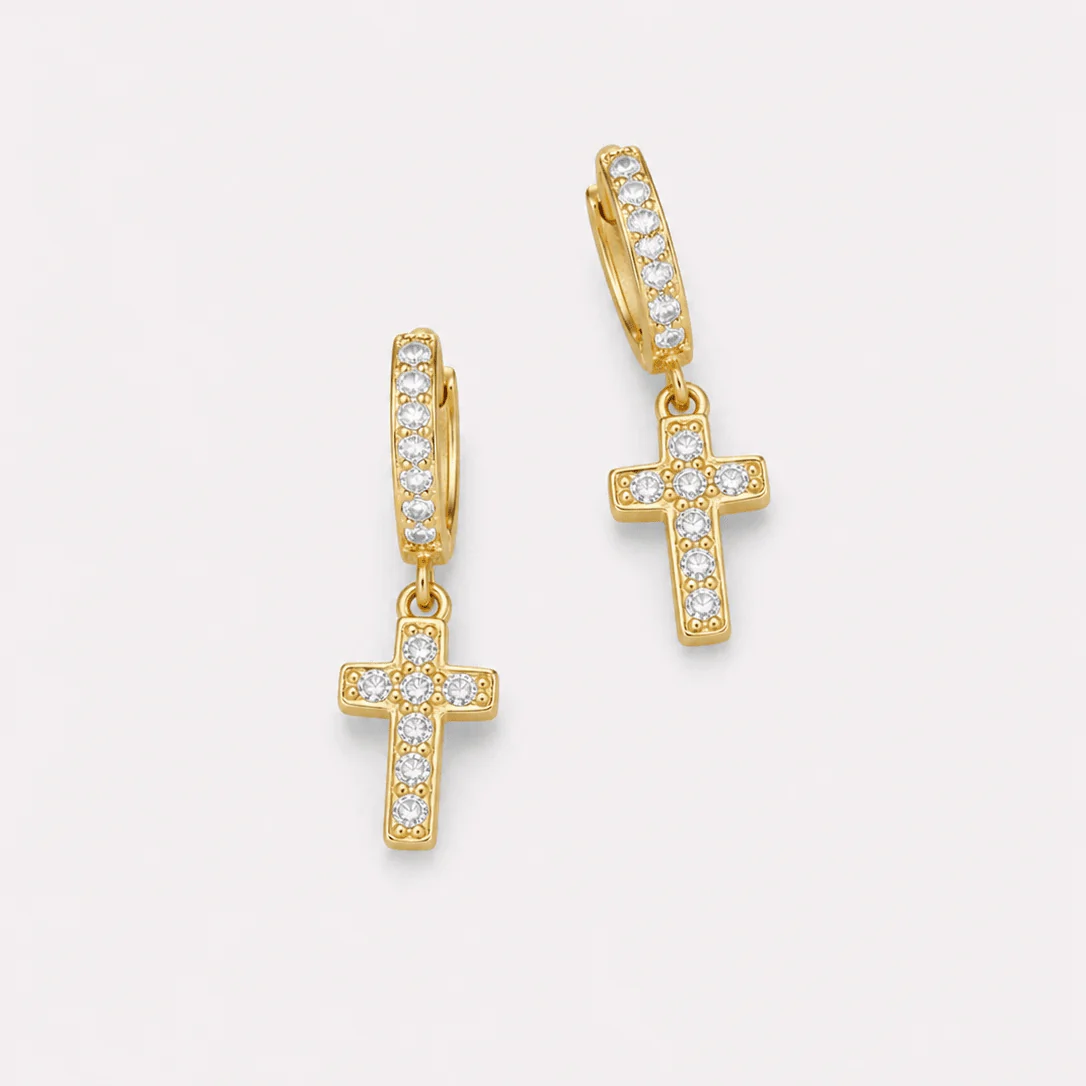 Crystal Cross Earrings