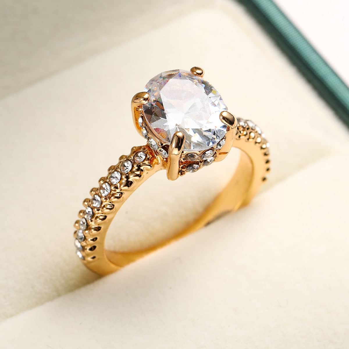 Crystal & Cubic Zirconia Pavé Milgrain Oval-Cut Ring - Image 4