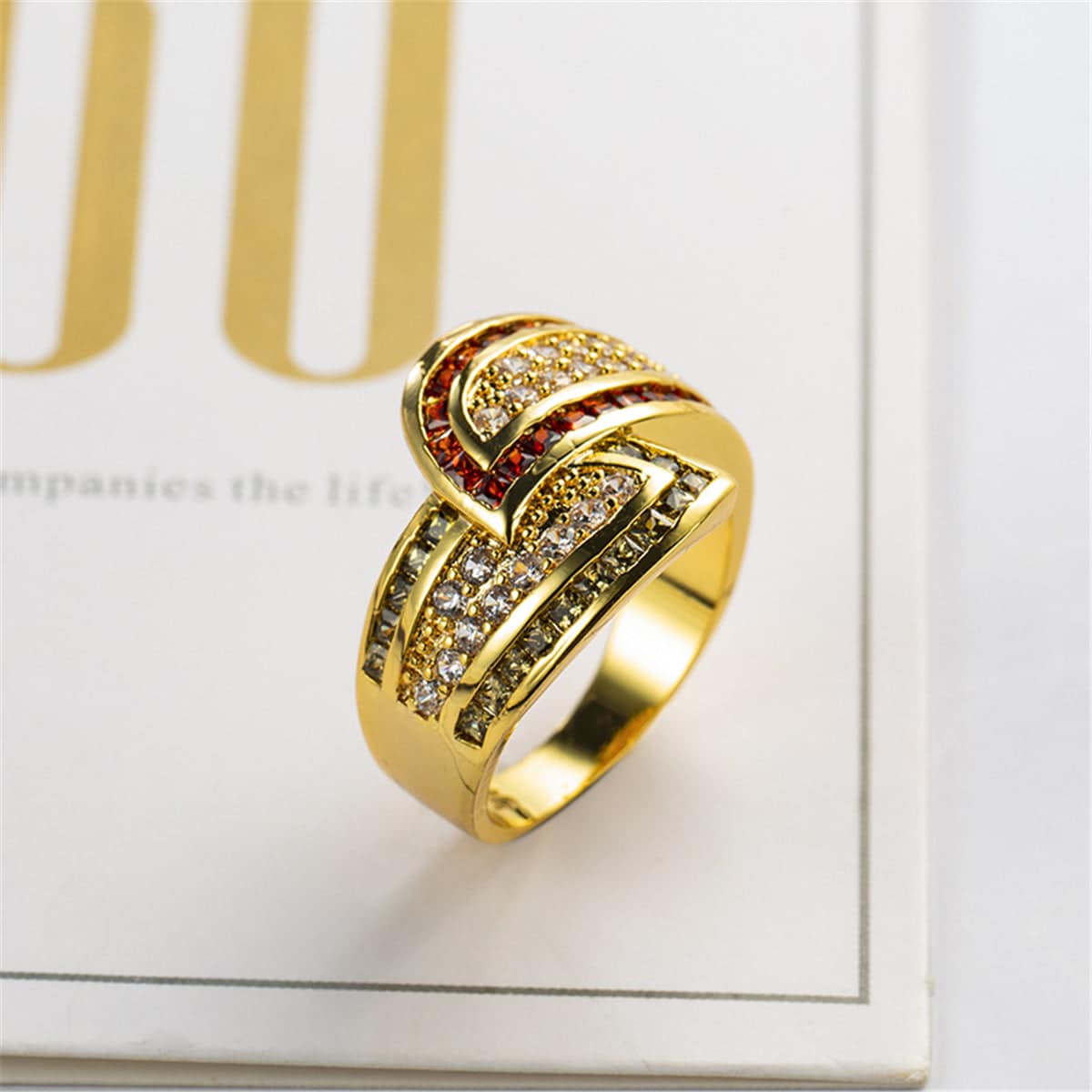 Crystal & Cubic Zirconia Princess-Cut Bypass Ring - Image 2