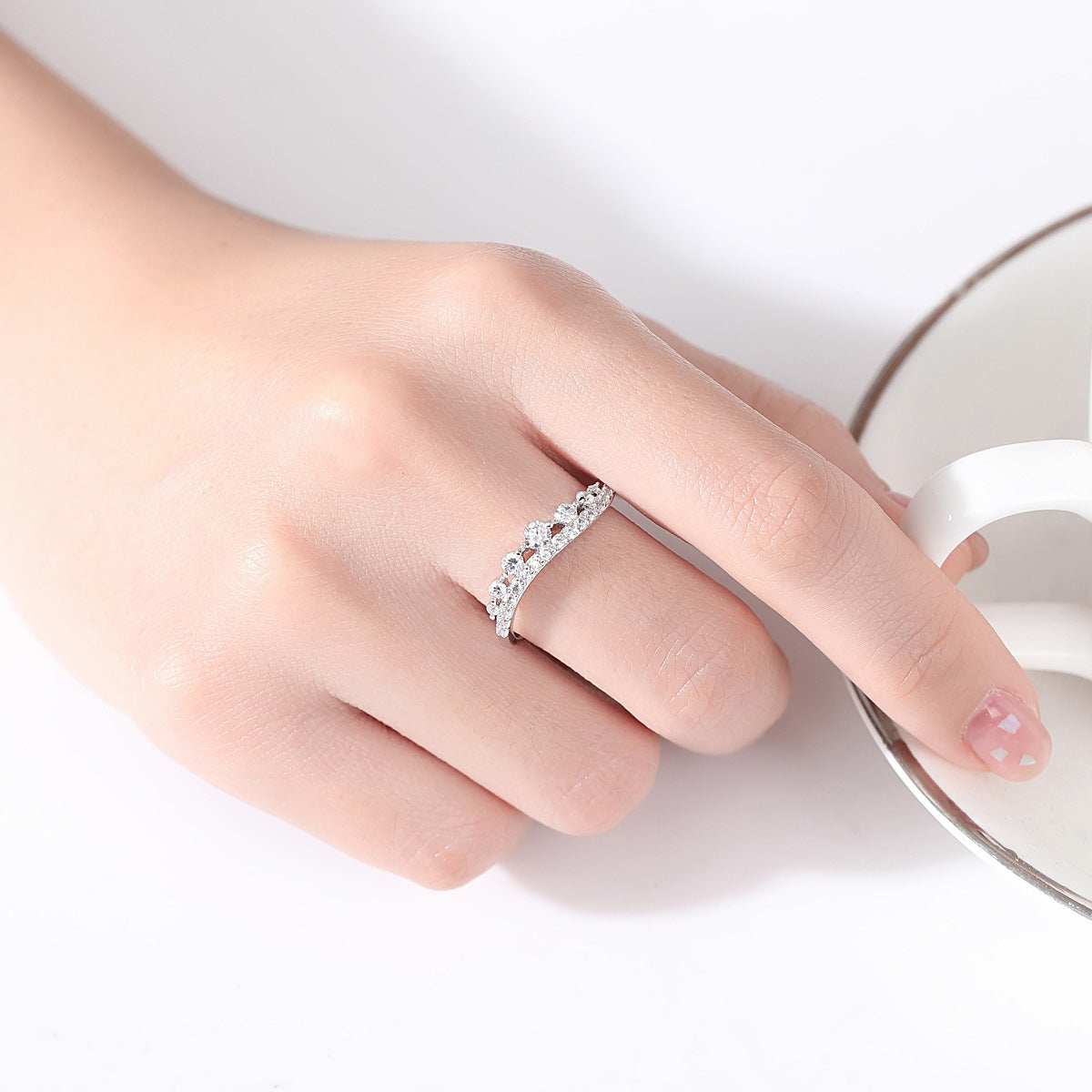 Crystal & Cubic Zirconia Thin Band Ring - Image 4