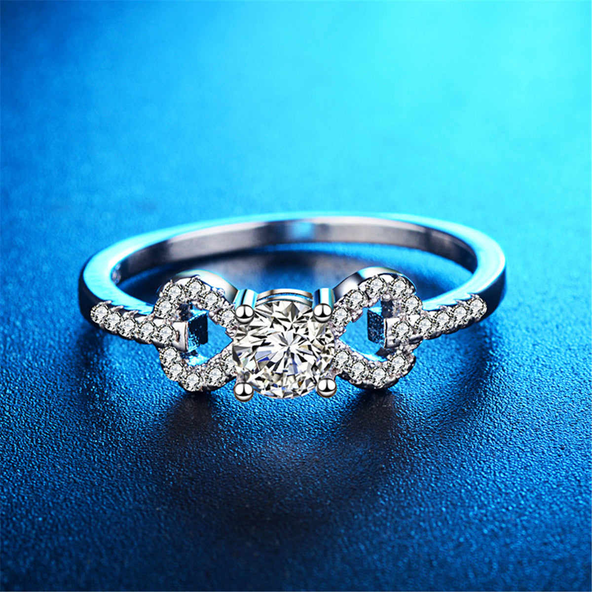 Crystal & Silvertone Bow Ring - Image 2