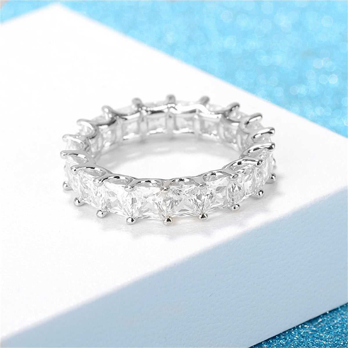 Crystal & Silvertone Princess-Cut Ring - Image 2