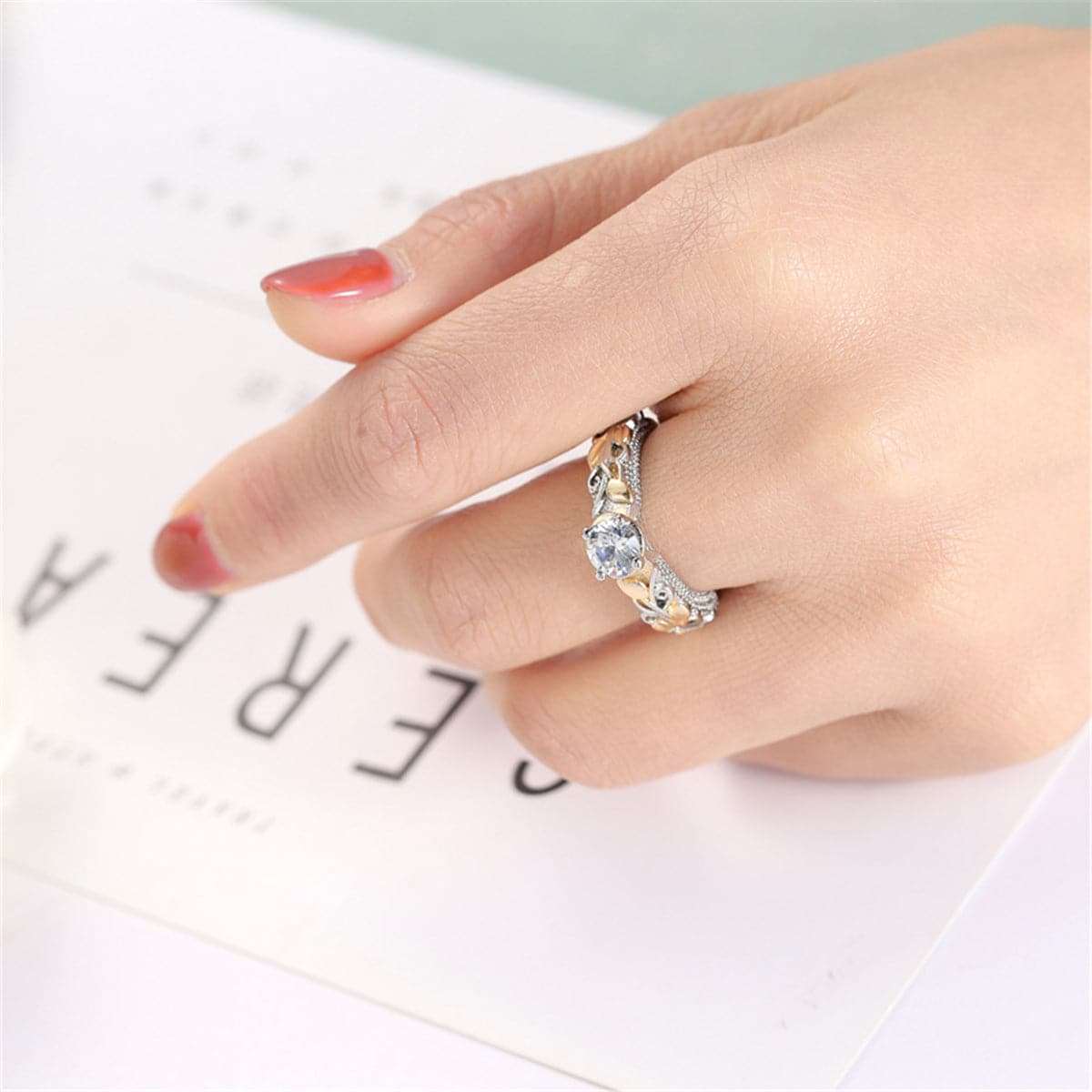 Crystal & Two-Tone Cocktail Ring - Image 7
