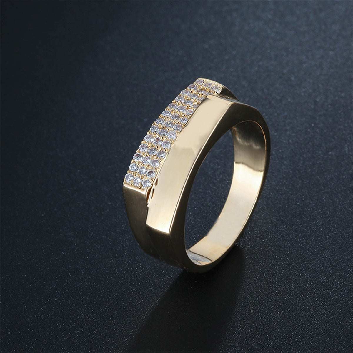 Cubic Zirconia & Goldtone Geometric Two-Layer Band - Image 4
