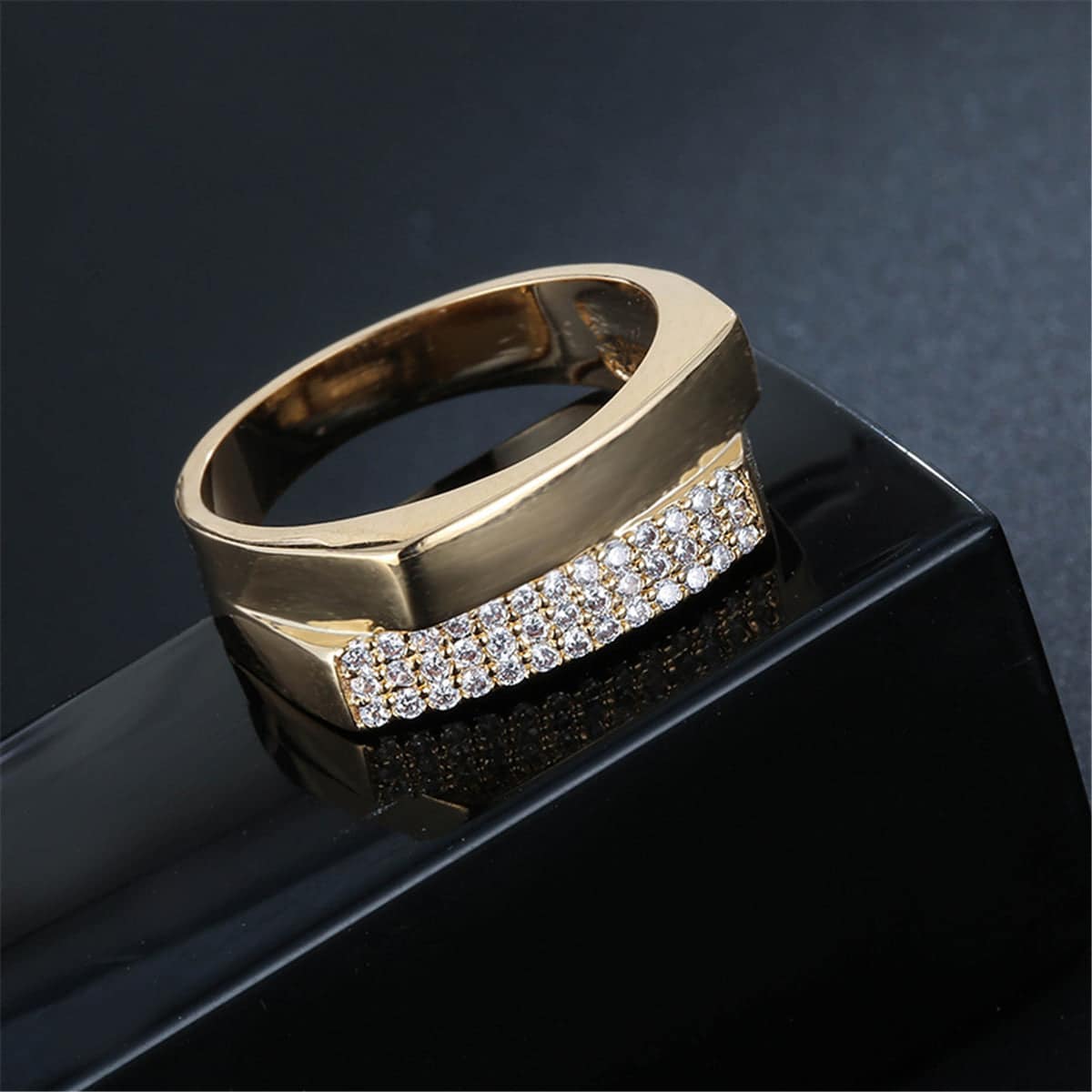 Cubic Zirconia & Goldtone Geometric Two-Layer Band - Image 8