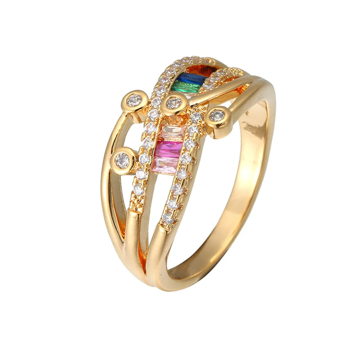 Cubic Zirconia & Rainbow Crystal Rattan Ring - Image 21
