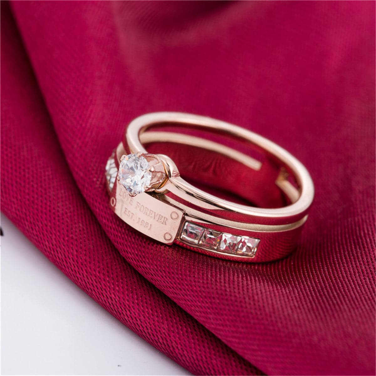 Cubic Zirconia & Rose Goldtone Cocktail Ring - Image 3