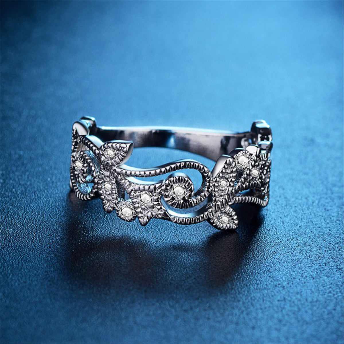 Cubic Zirconia & Silvertone Botany Ring - Image 3