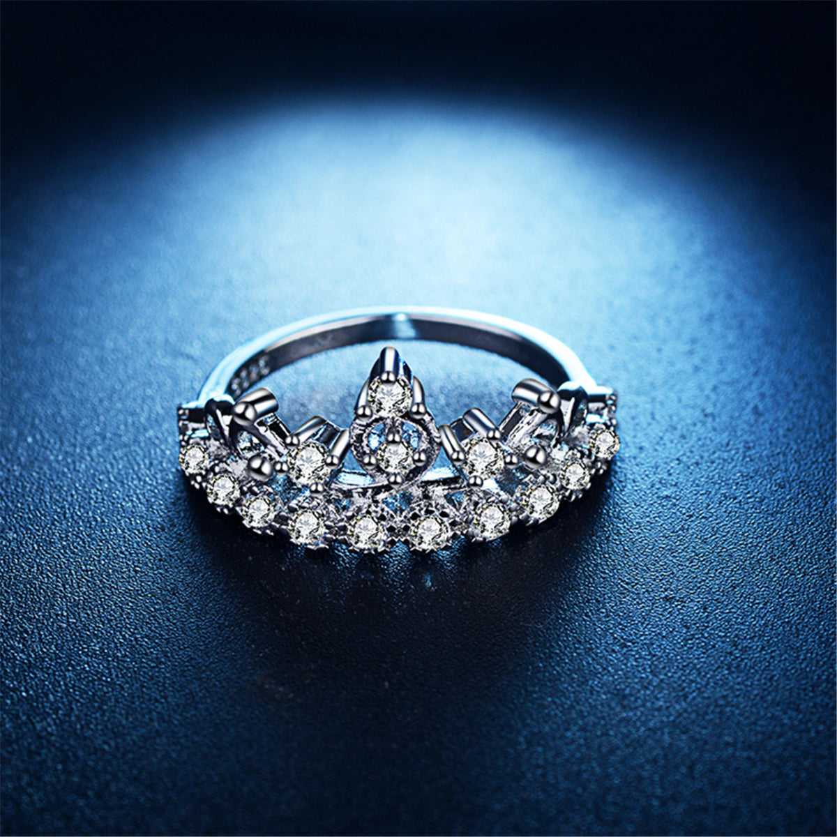 Cubic Zirconia & Silvertone Crown Ring - Image 2