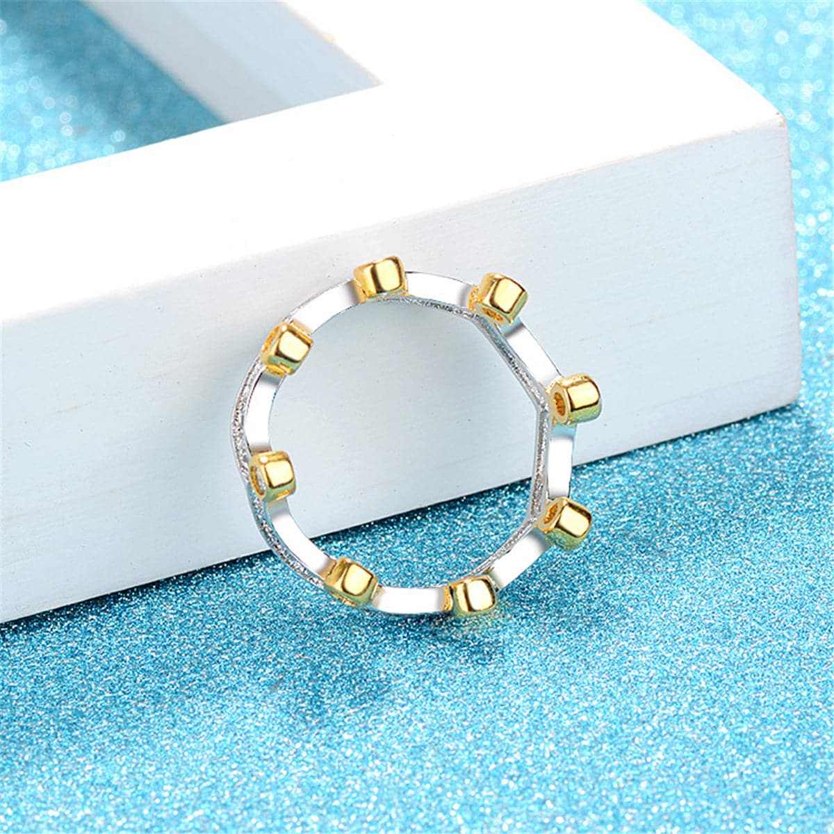Cubic Zirconia & Two-Tone Crown Band Ring - Image 7