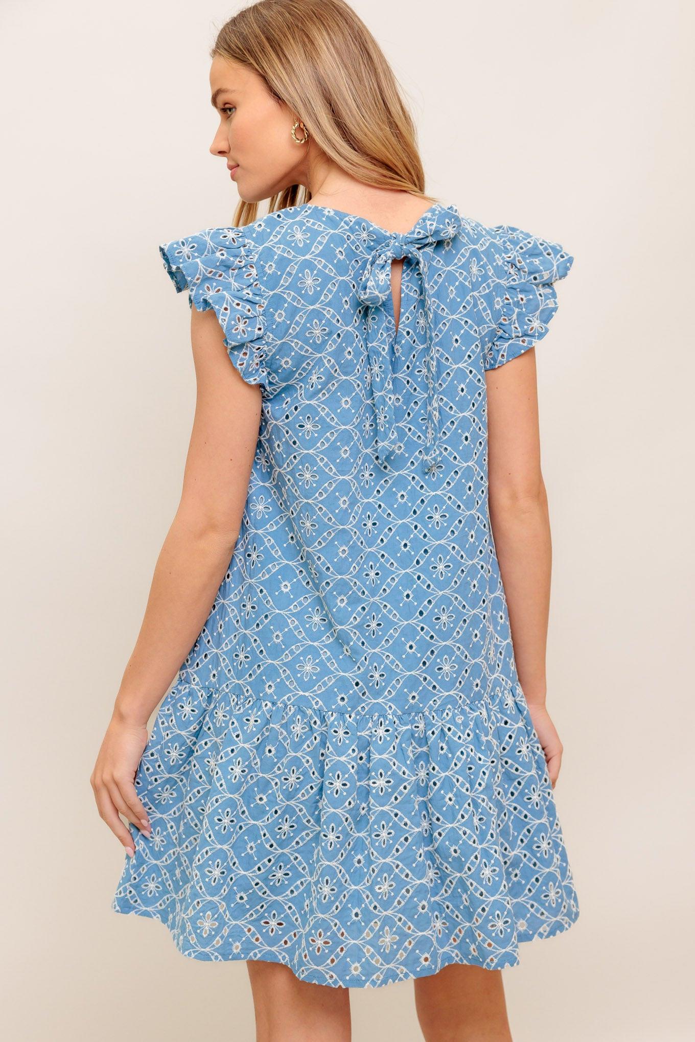 Cupcake Smile Woven Eyelet Babydoll Dress - Image 3