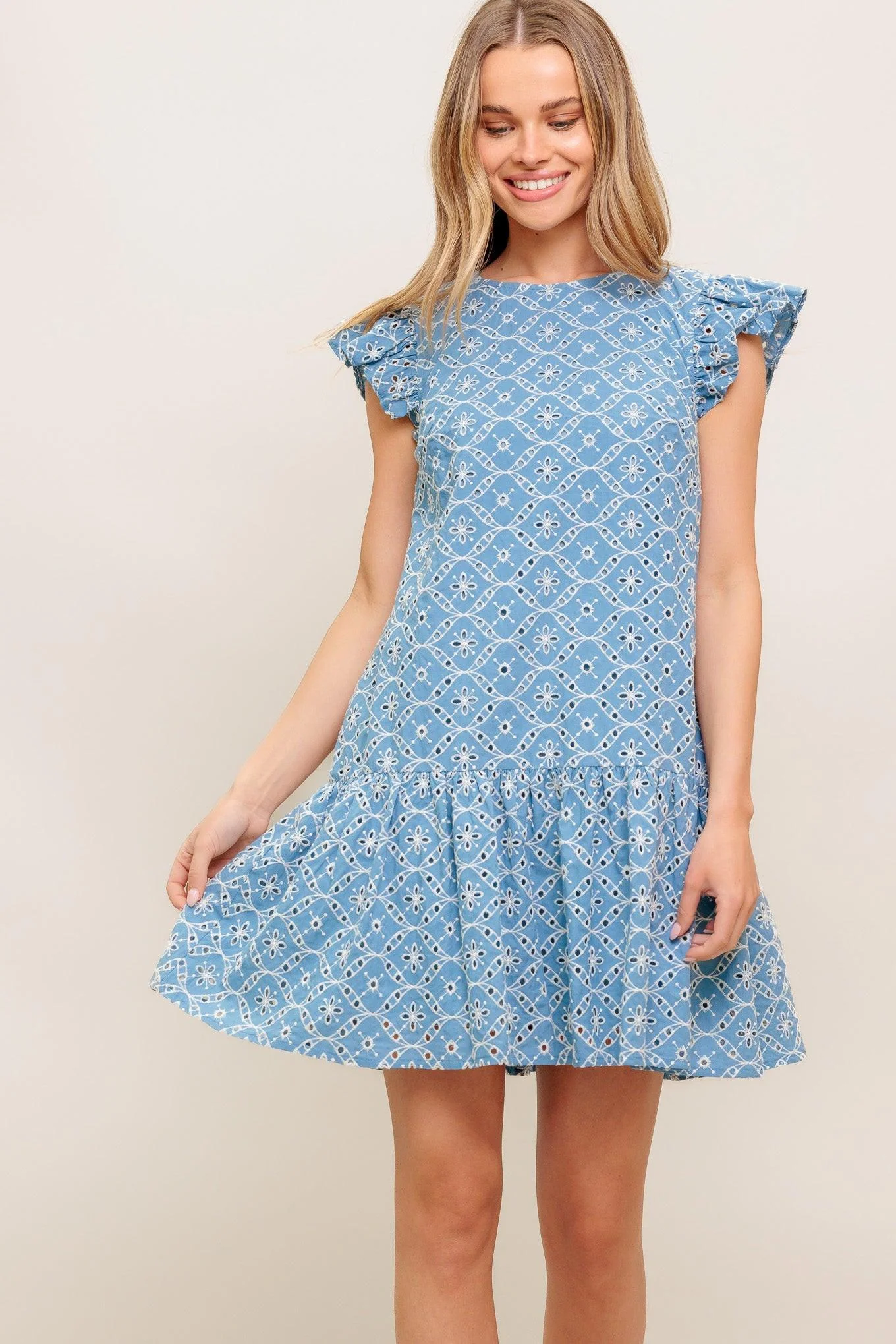 Cupcake Smile Woven Eyelet Babydoll Dress - Image 5
