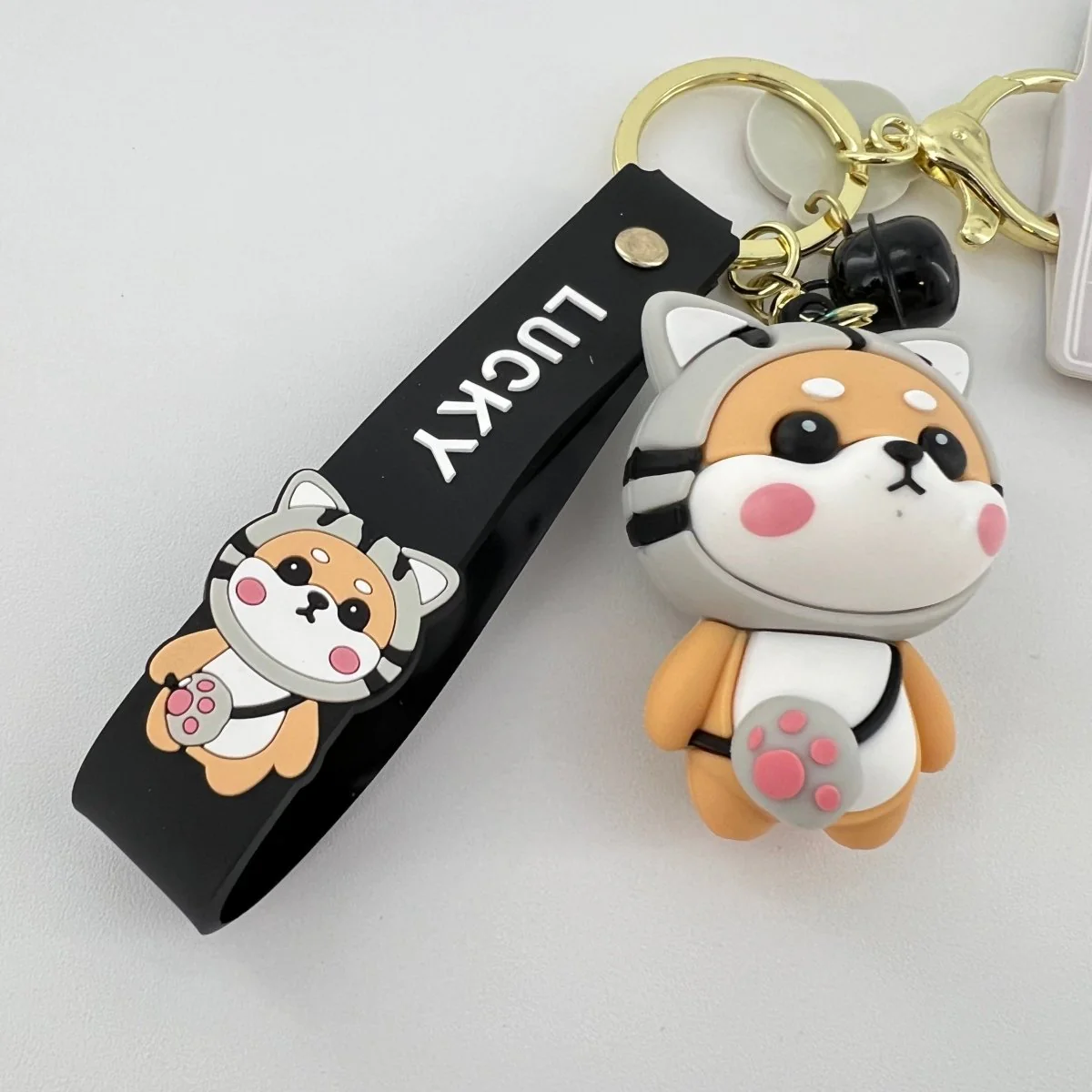 Cute Shiba Inu Keychain with Black Cat Design for Women - Image 5