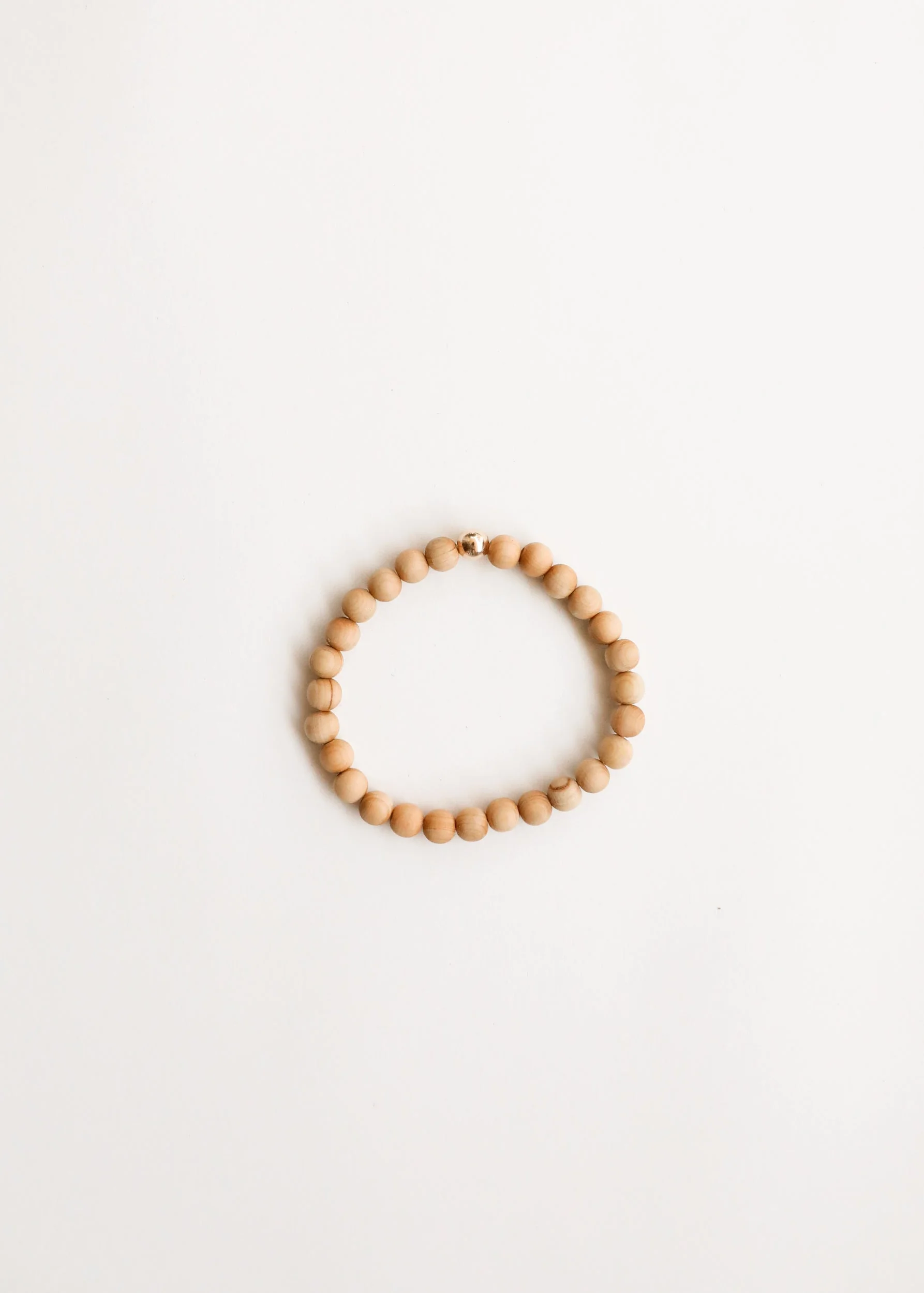 Cypress Wood + 14K Gold Filled || Beaded Stretch Bracelet - Image 2