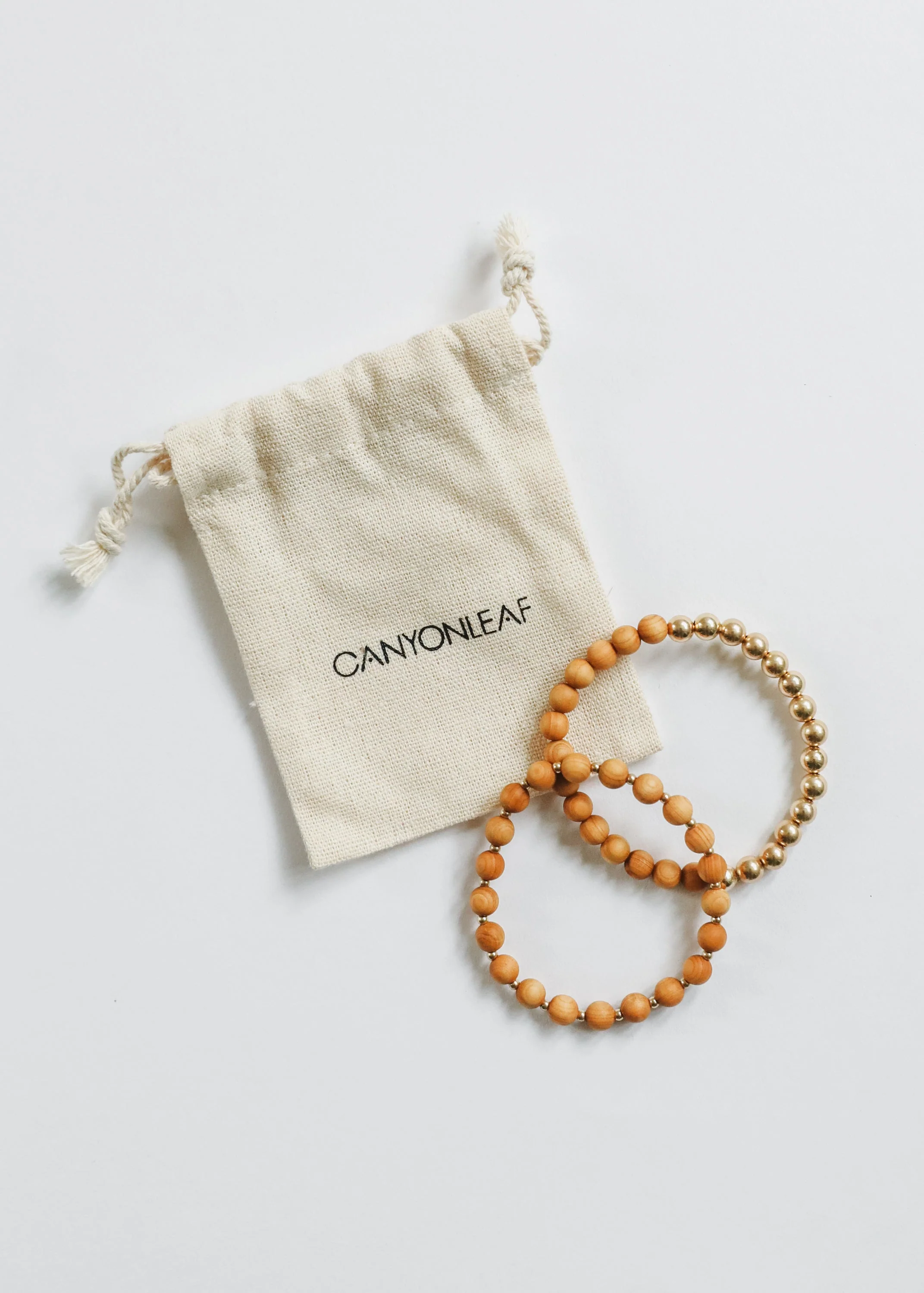 Cypress Wood : 14k Gold Filled Sun + Moon || Stretch Bracelet - Image 3