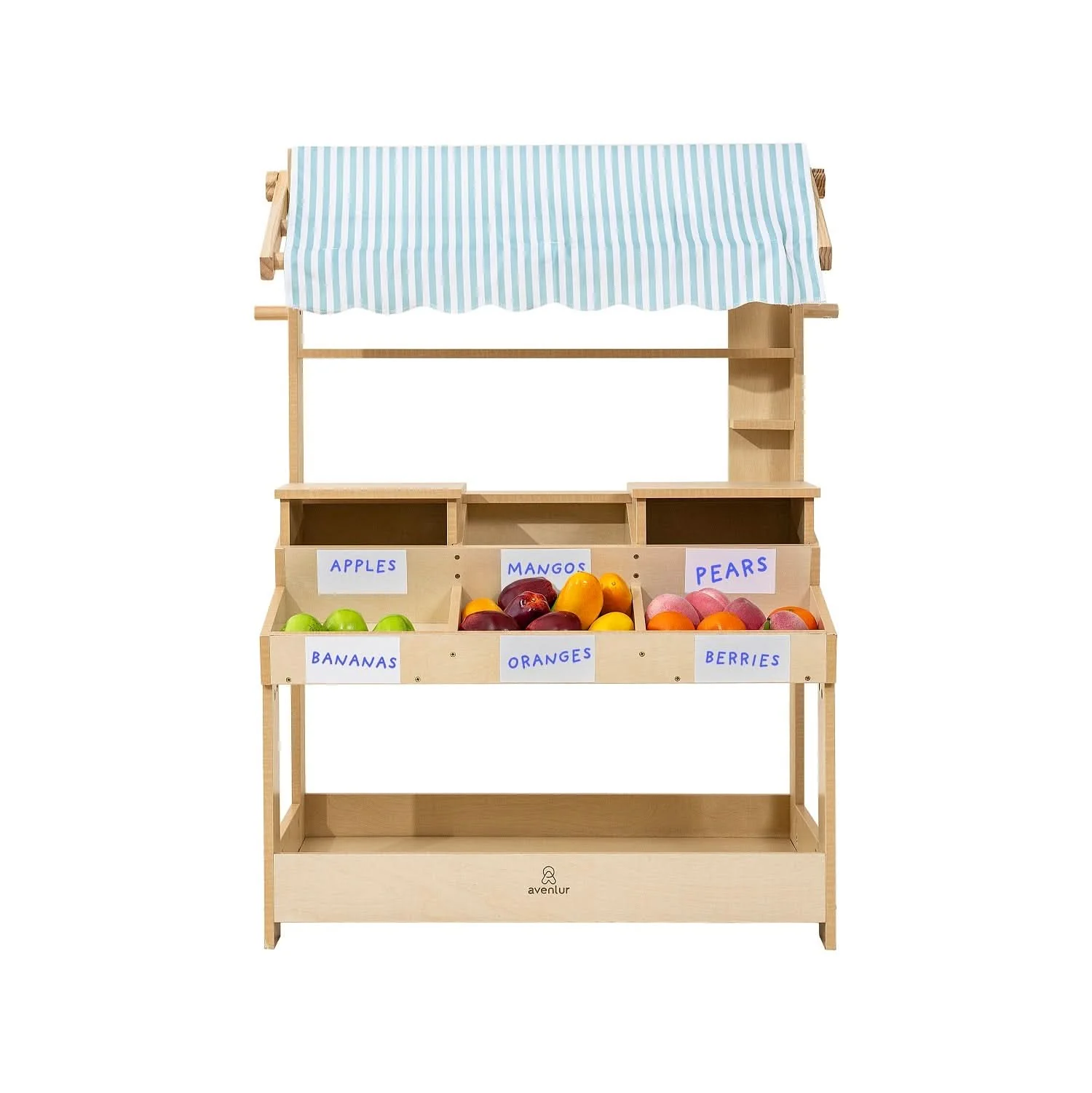 Cypress Wooden Market Stand – Pretend Play Shop for Kids with Storage - Image 13