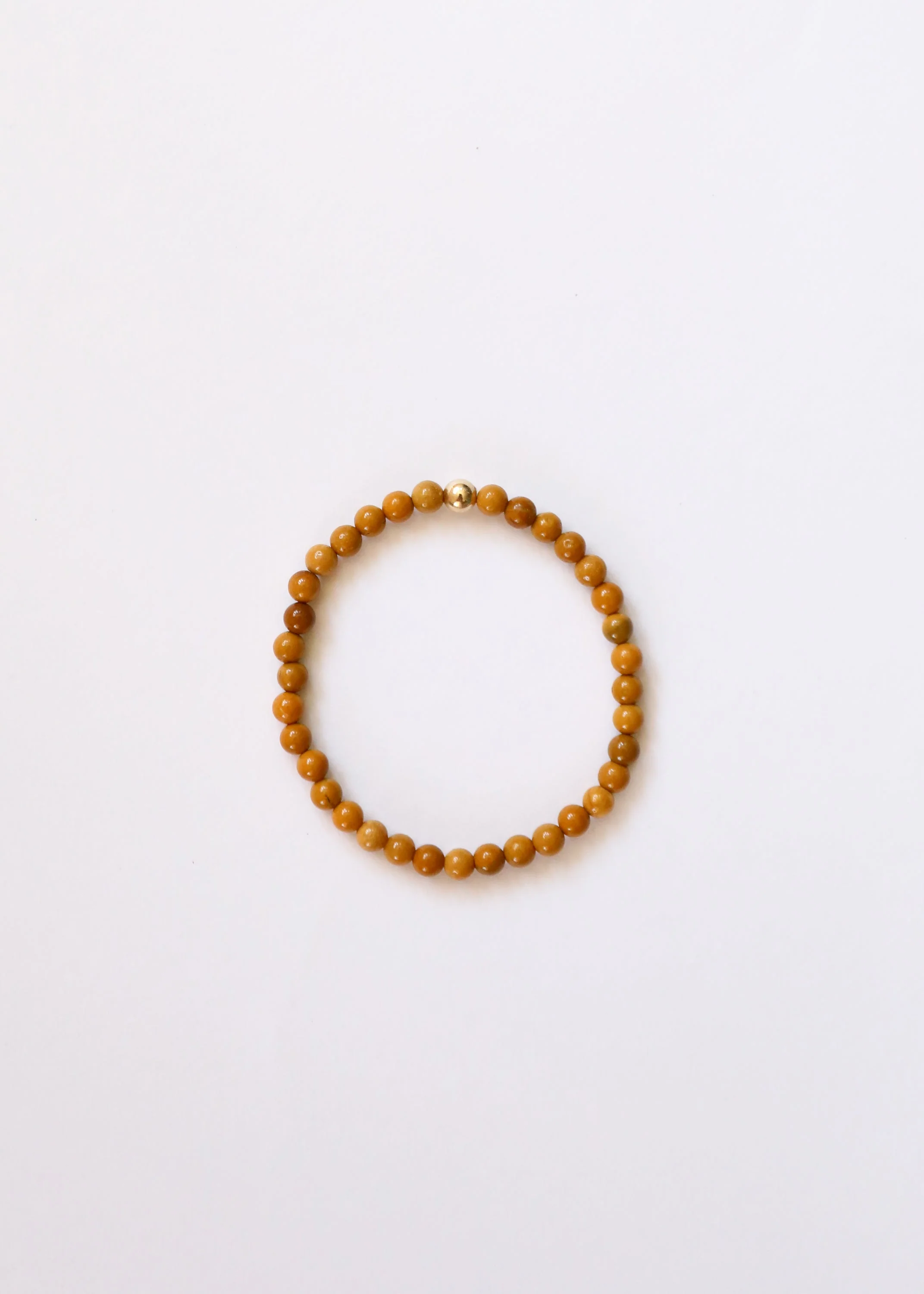 Dainty Golden Mookaite Jasper + 14K Gold Filled || Beaded Stretch Bracelet - Image 3