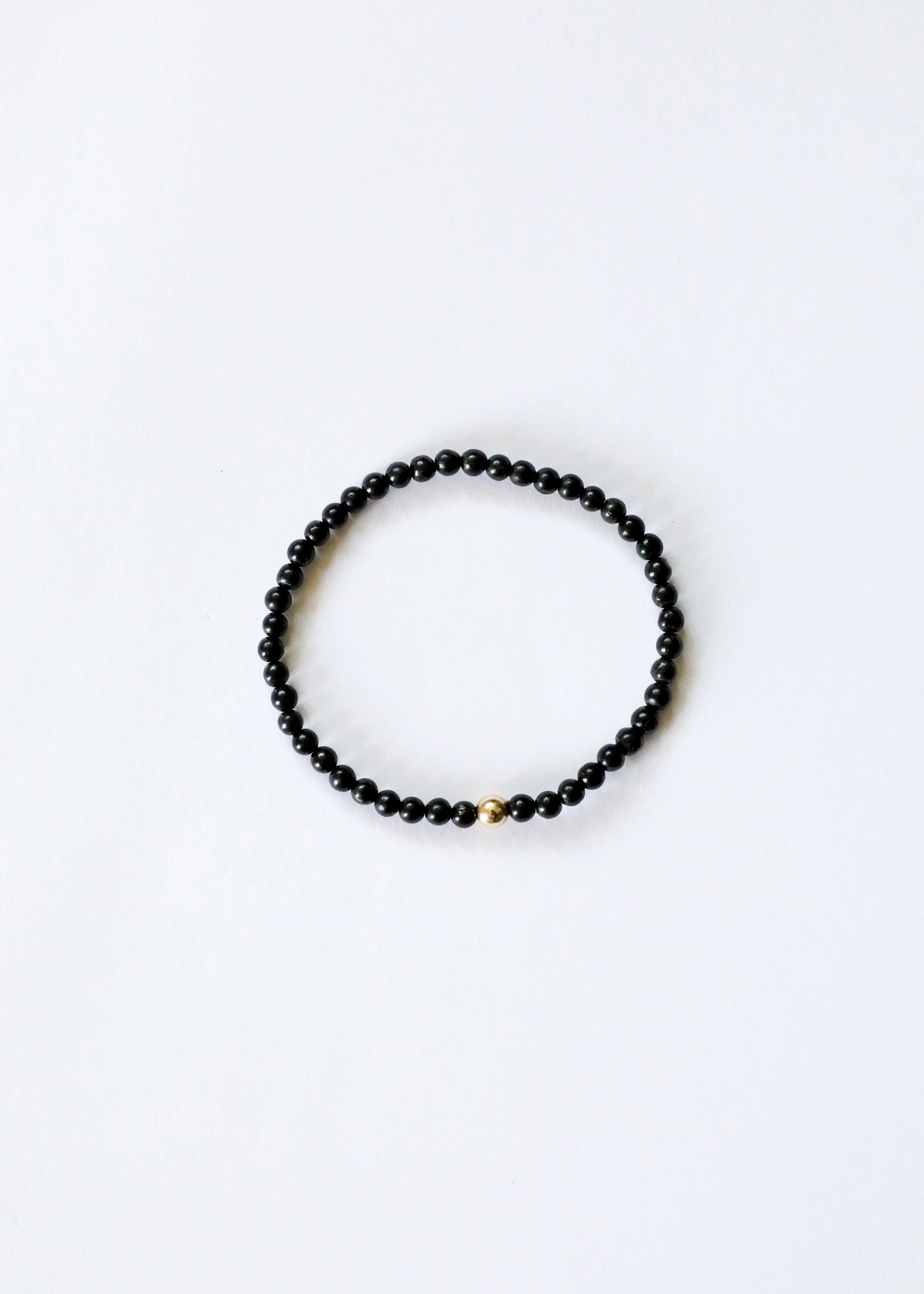 Dainty Shungite + 14K Gold Filled || Beaded Stretch Bracelet - Image 2
