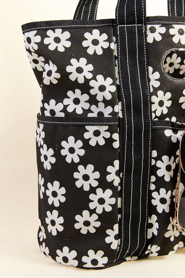 Daisy Daydreams Black Canvas Tote - Image 4