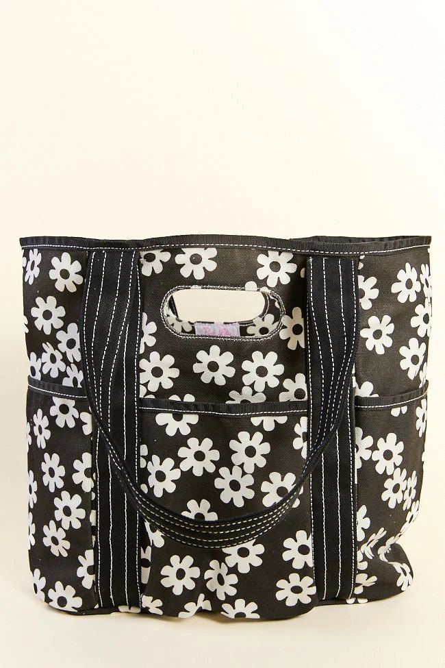 Daisy Daydreams Black Canvas Tote - Image 5