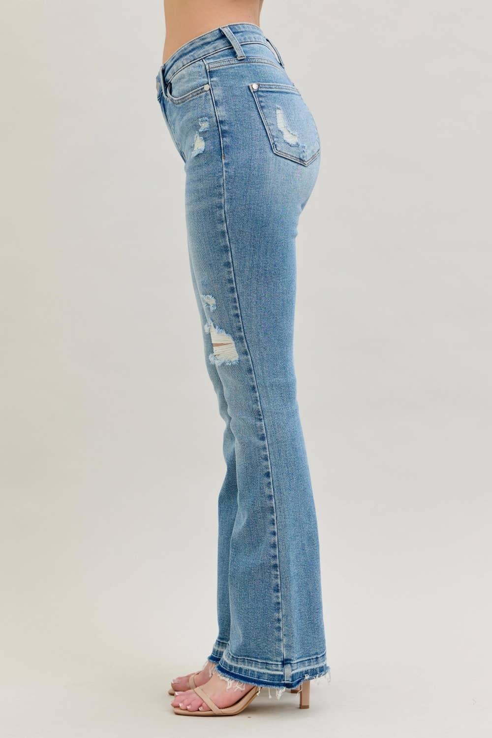 Daria - Mid Rise Destroy & Released Hem Bootcut Jeans - Image 2